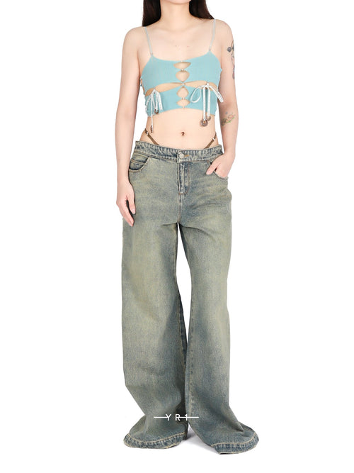 Cross-cut lace-up suspenders - YR1