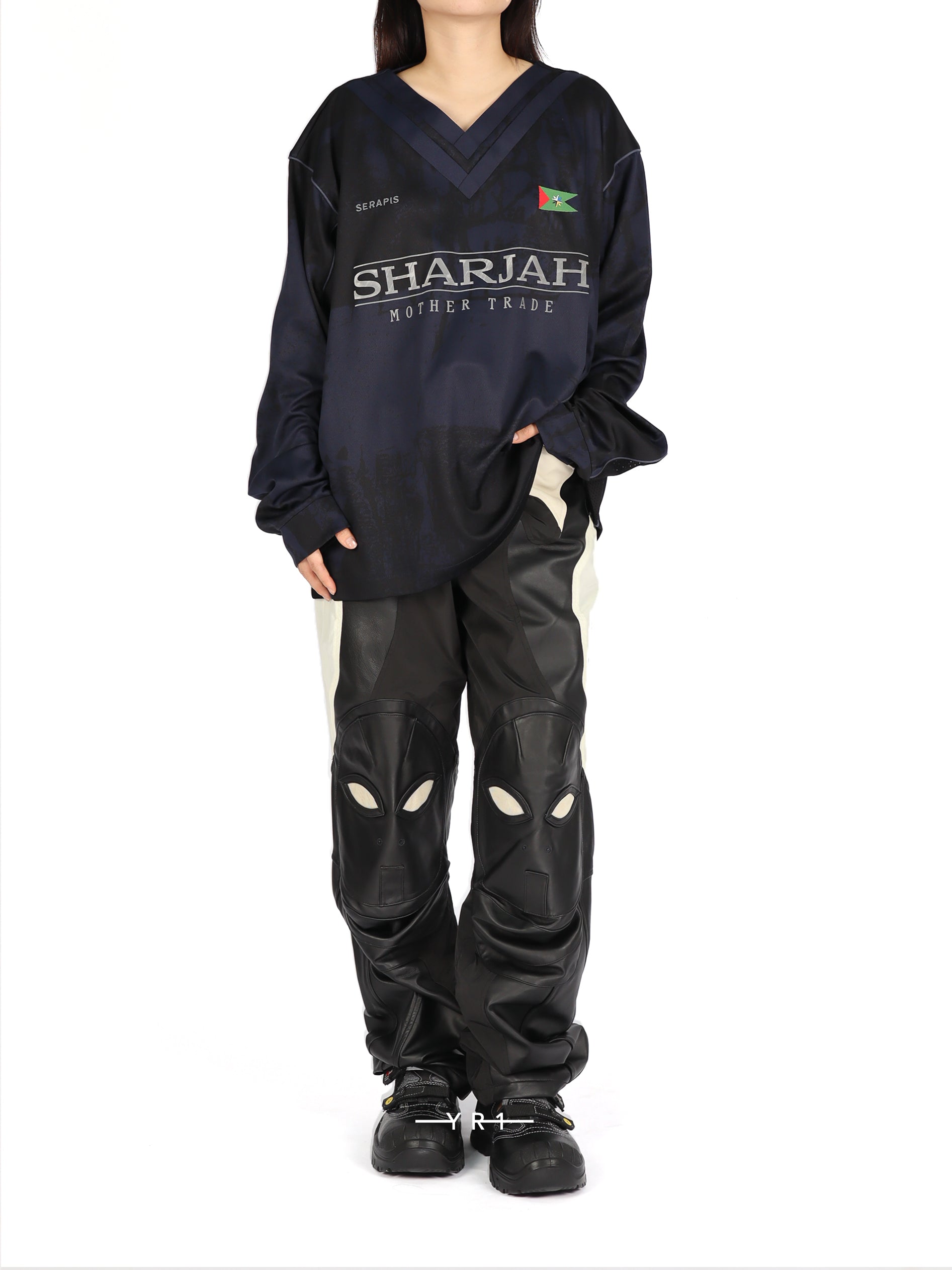 Navy Double V-Neck Football Top SERAPIS