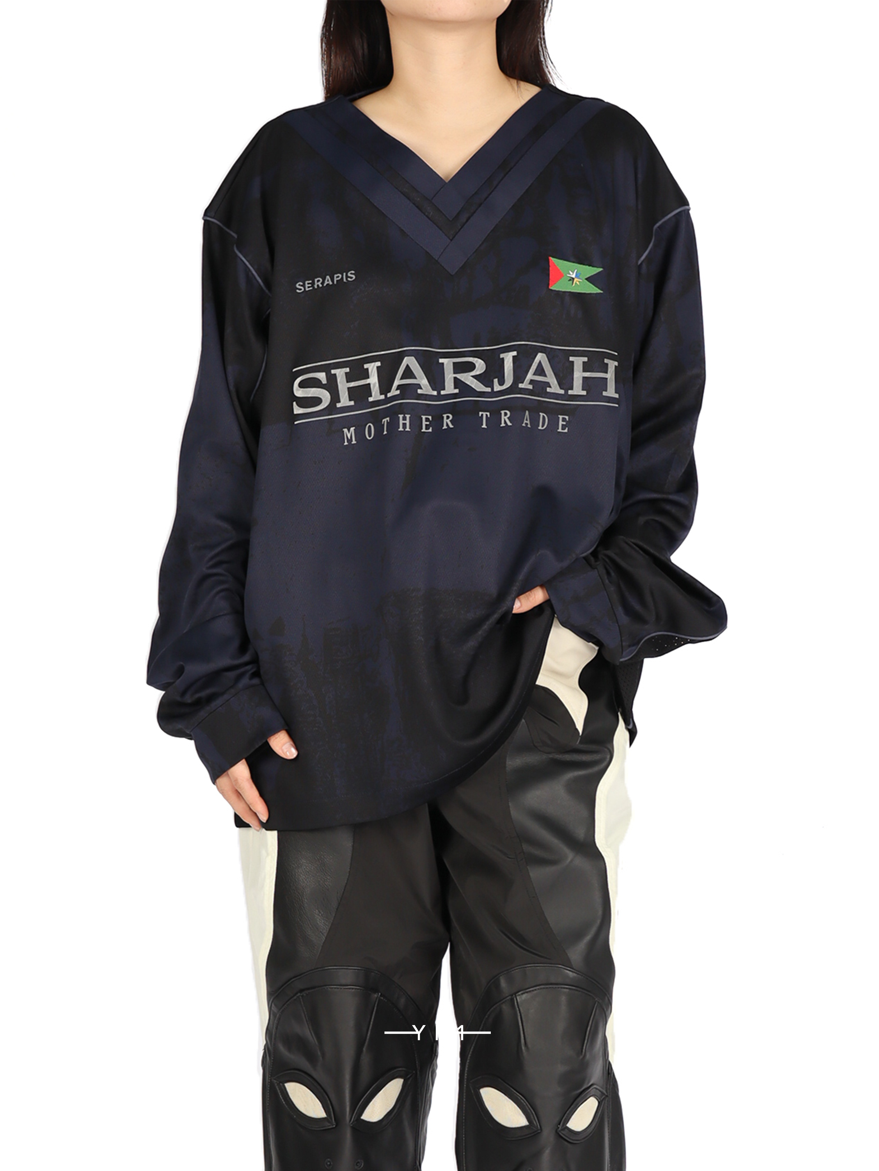 Navy Double V-Neck Football Top SERAPIS