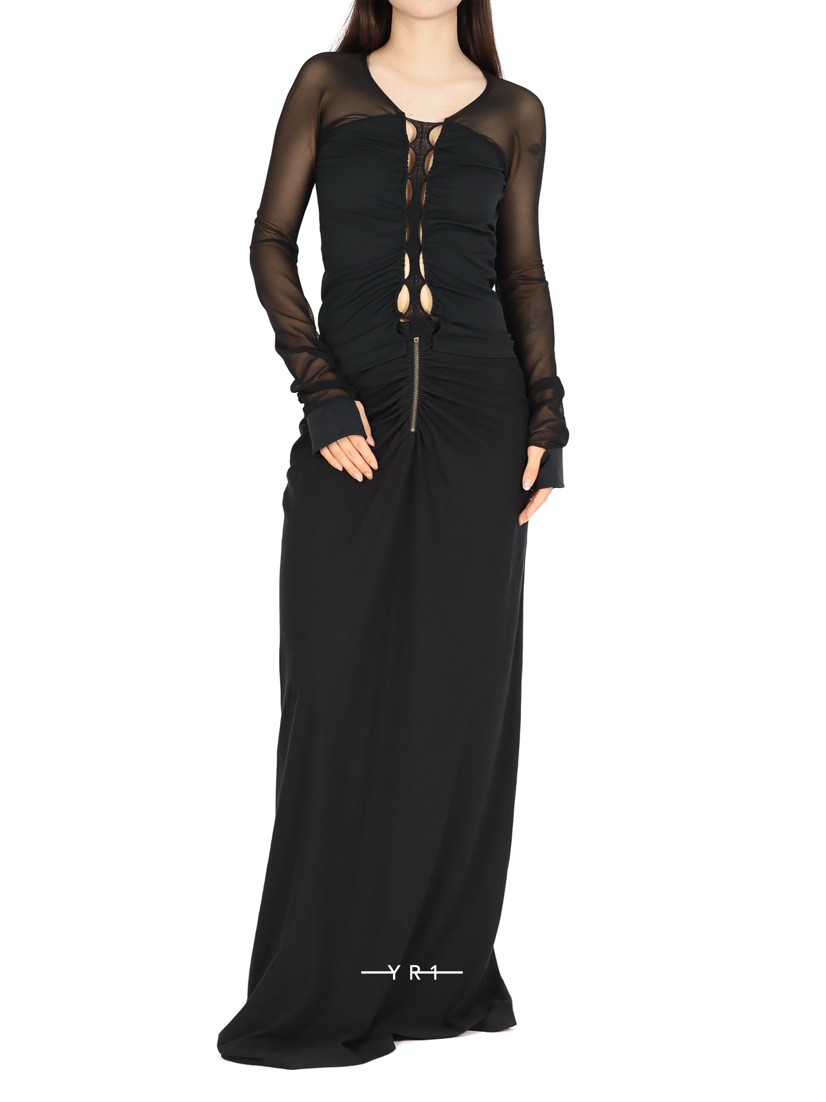 Linen-cotton G-String Zip Maxi Skirt RUI BUILT