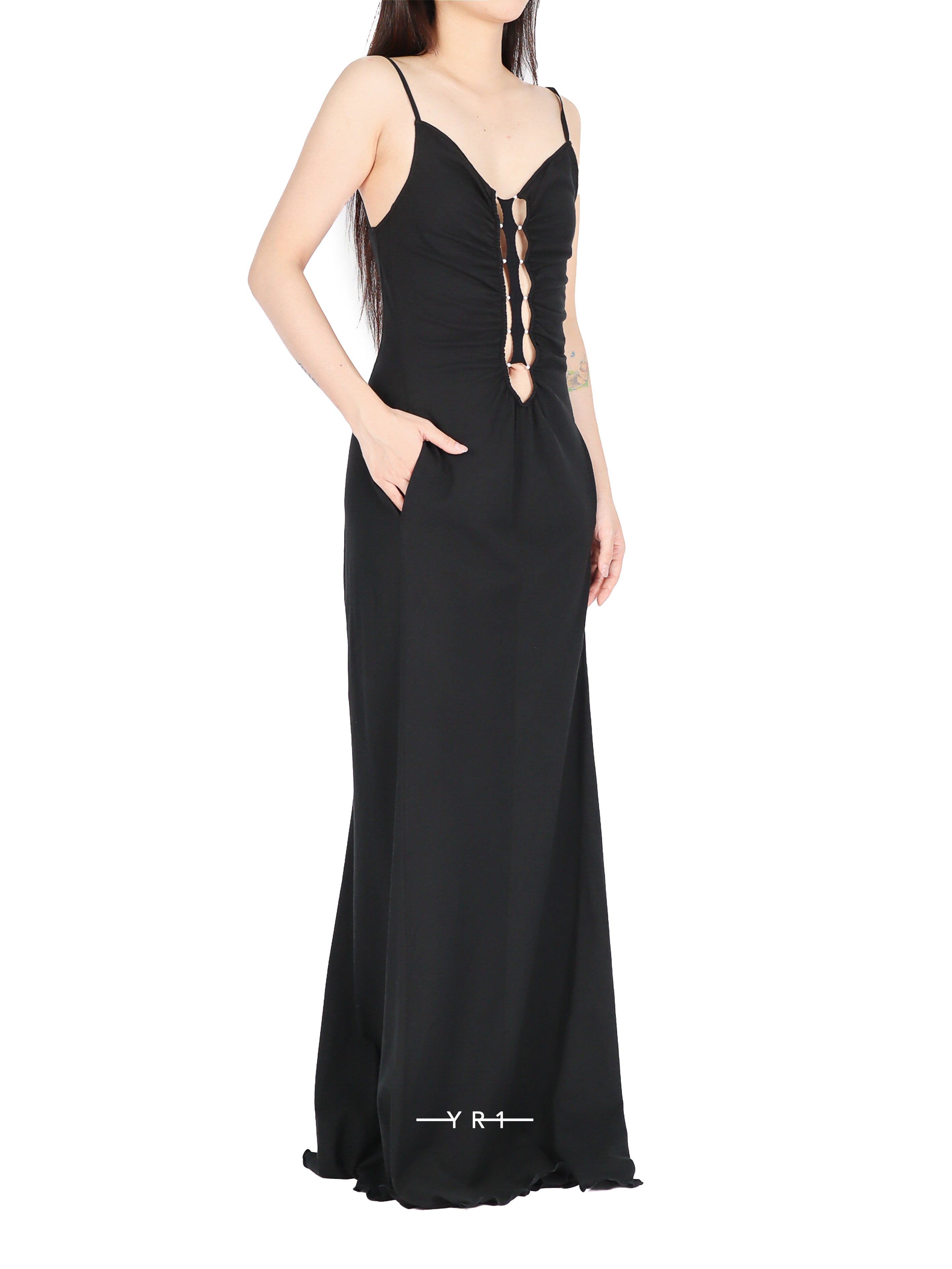 Linen-cotton Maxi Dress w/ Tie-back RUI BUILT