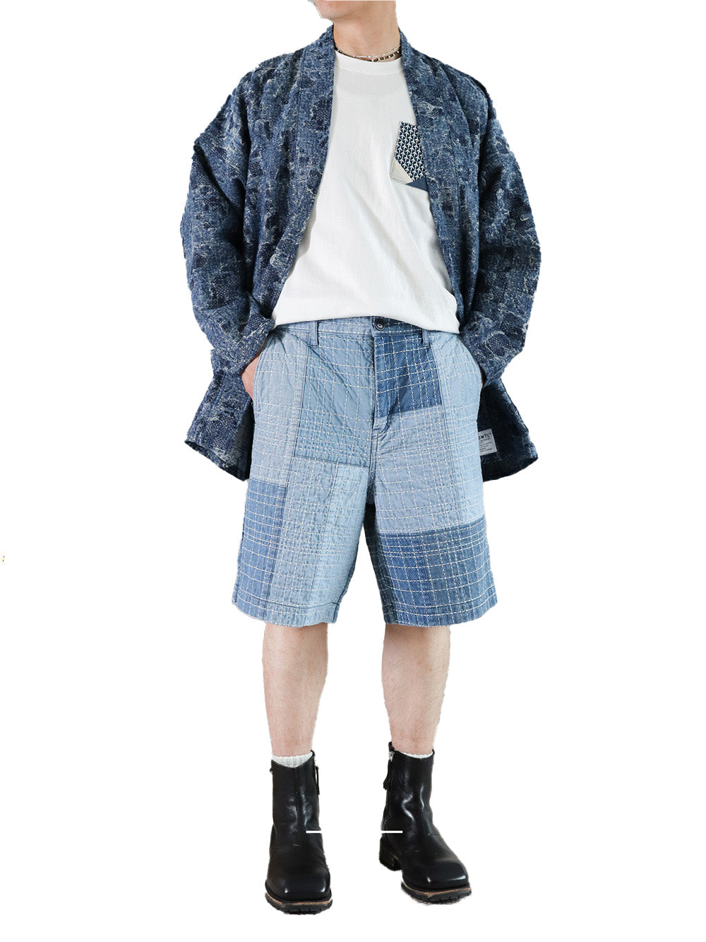 Sashiko Patchwork Short Pants 7Yr Wash FDMTL