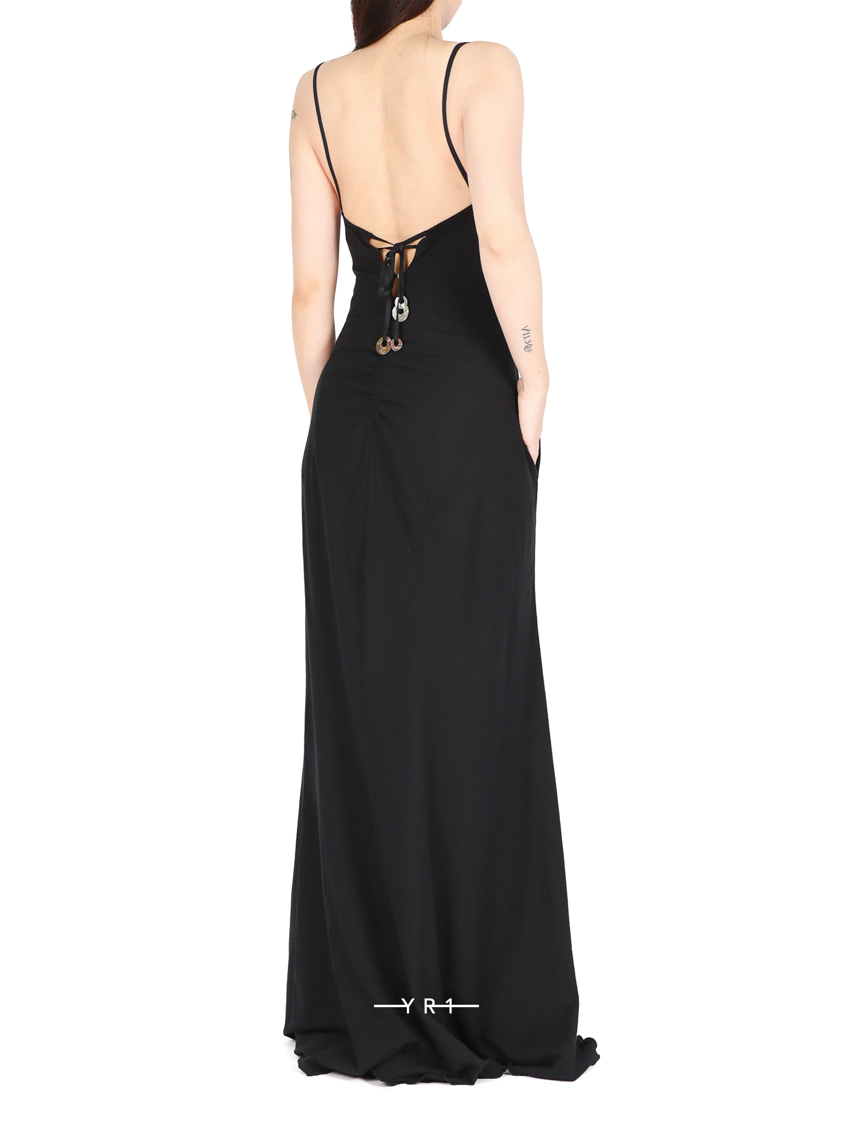 Linen-cotton Maxi Dress w/ Tie-back RUI BUILT