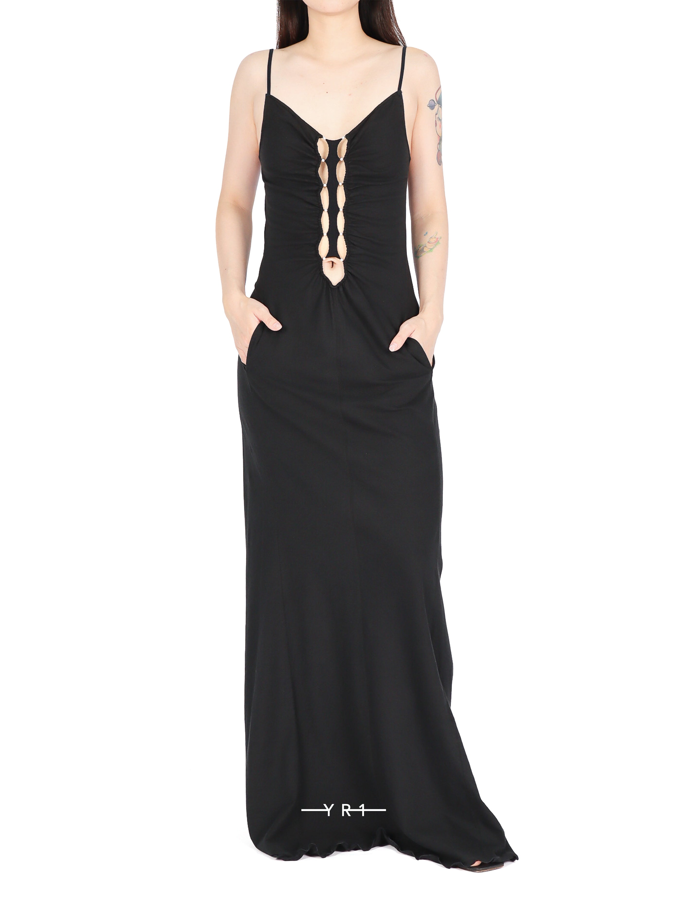 Linen-cotton Maxi Dress w/ Tie-back RUI BUILT