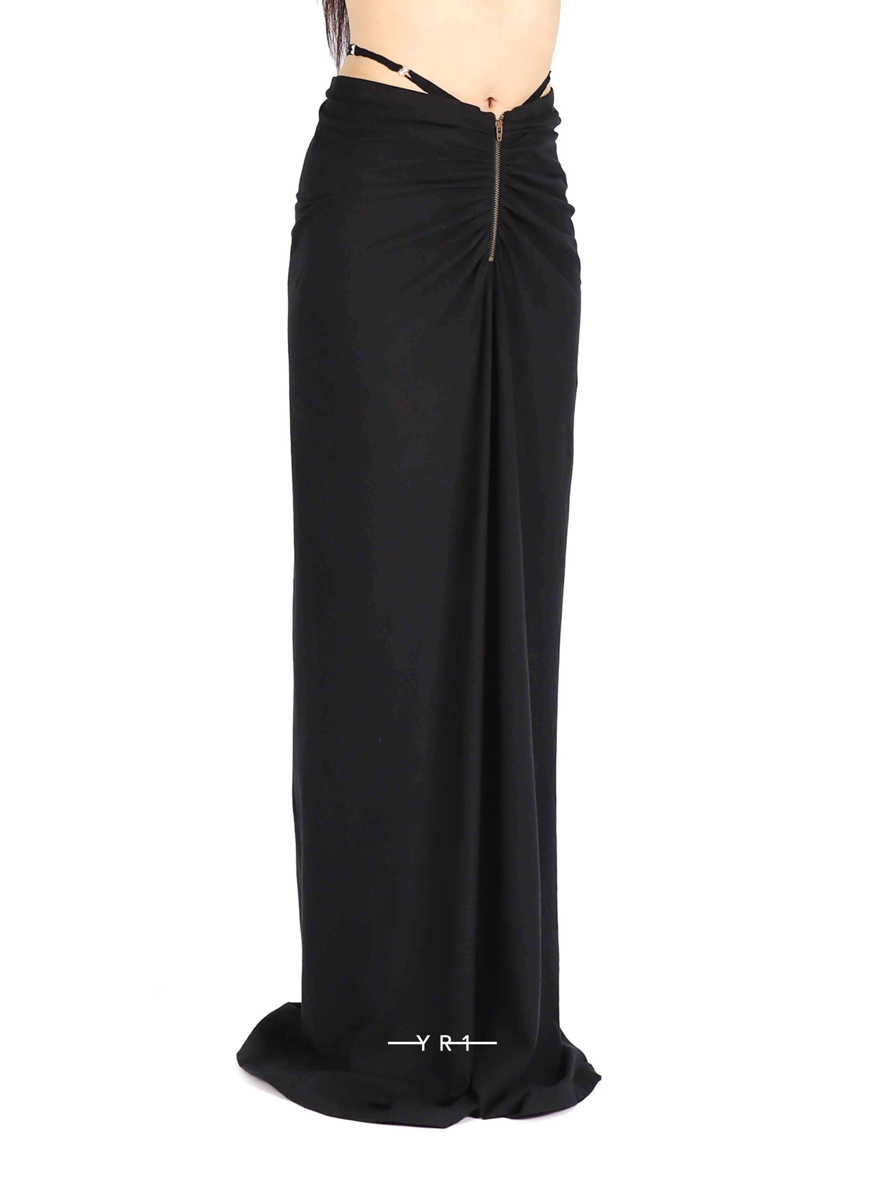 Linen-cotton G-String Zip Maxi Skirt RUI BUILT