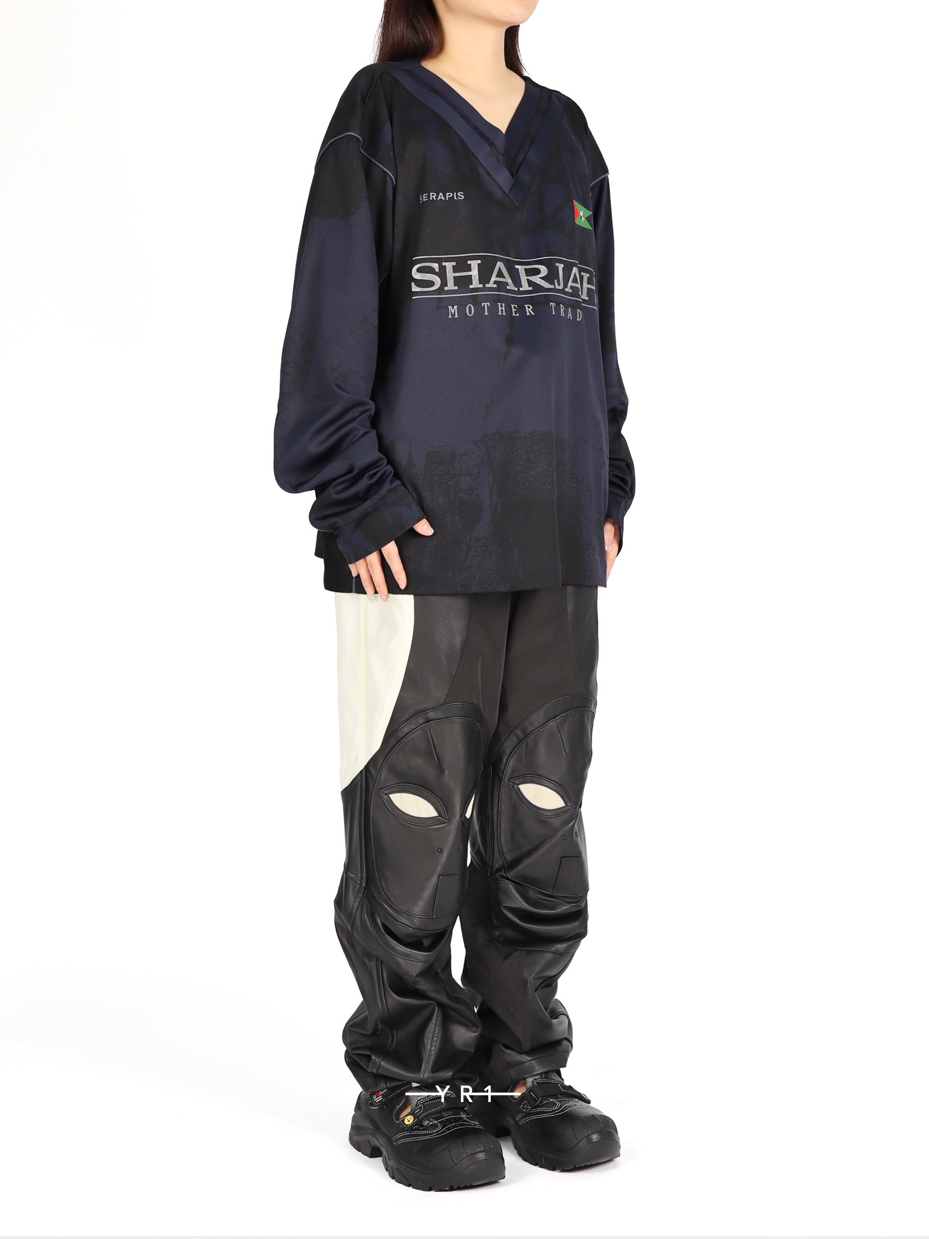 Navy Double V-Neck Football Top SERAPIS