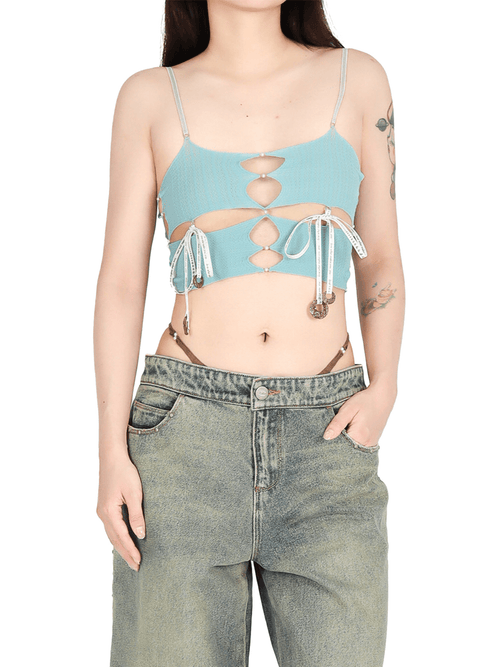 Cross-cut lace-up suspenders - YR1