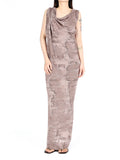 Mud Grey Marble Dyed Draped Rib Dress SERAPIS