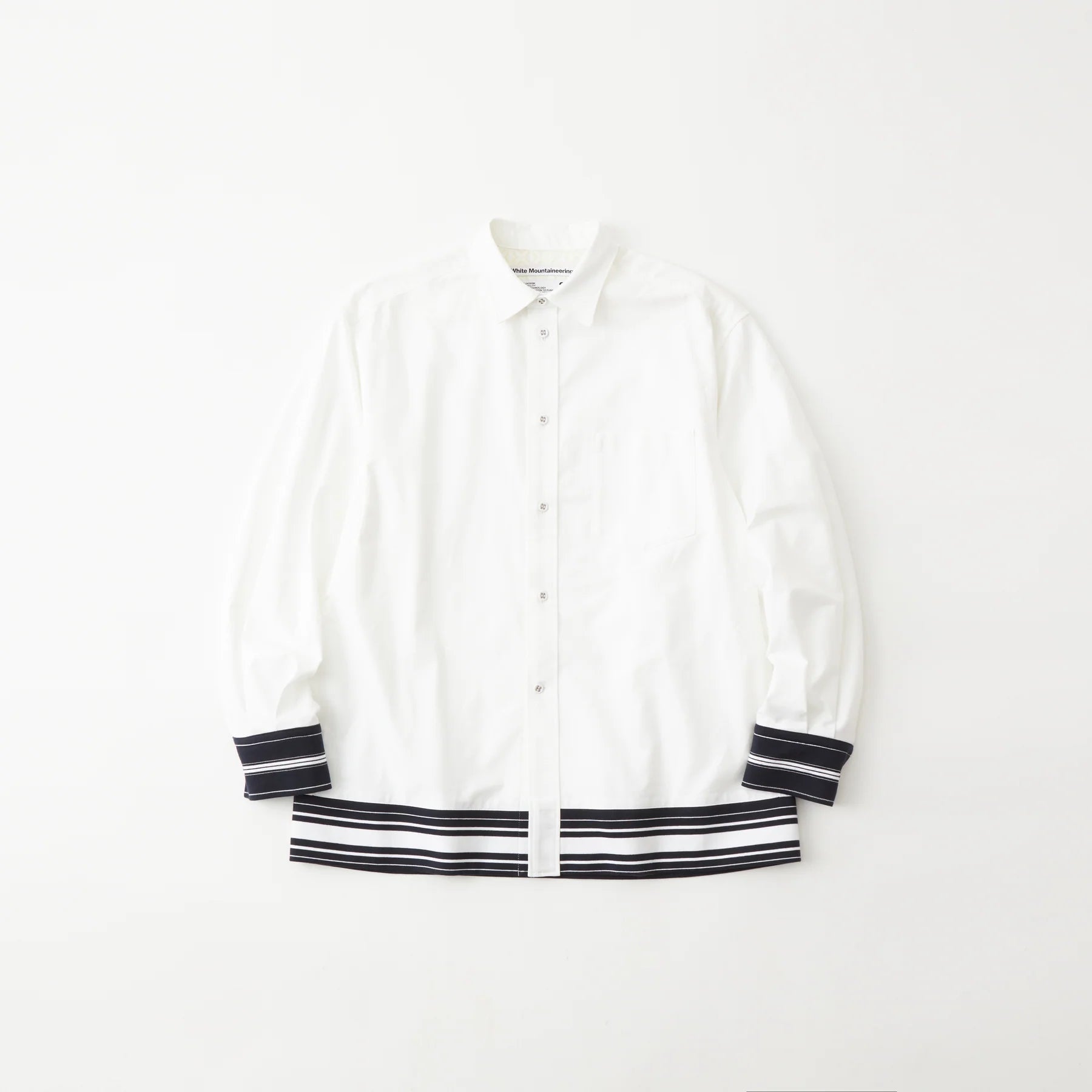 Wide Gusset Sleeve Box Stripe Shirt WHITE MOUNTAINEERING
