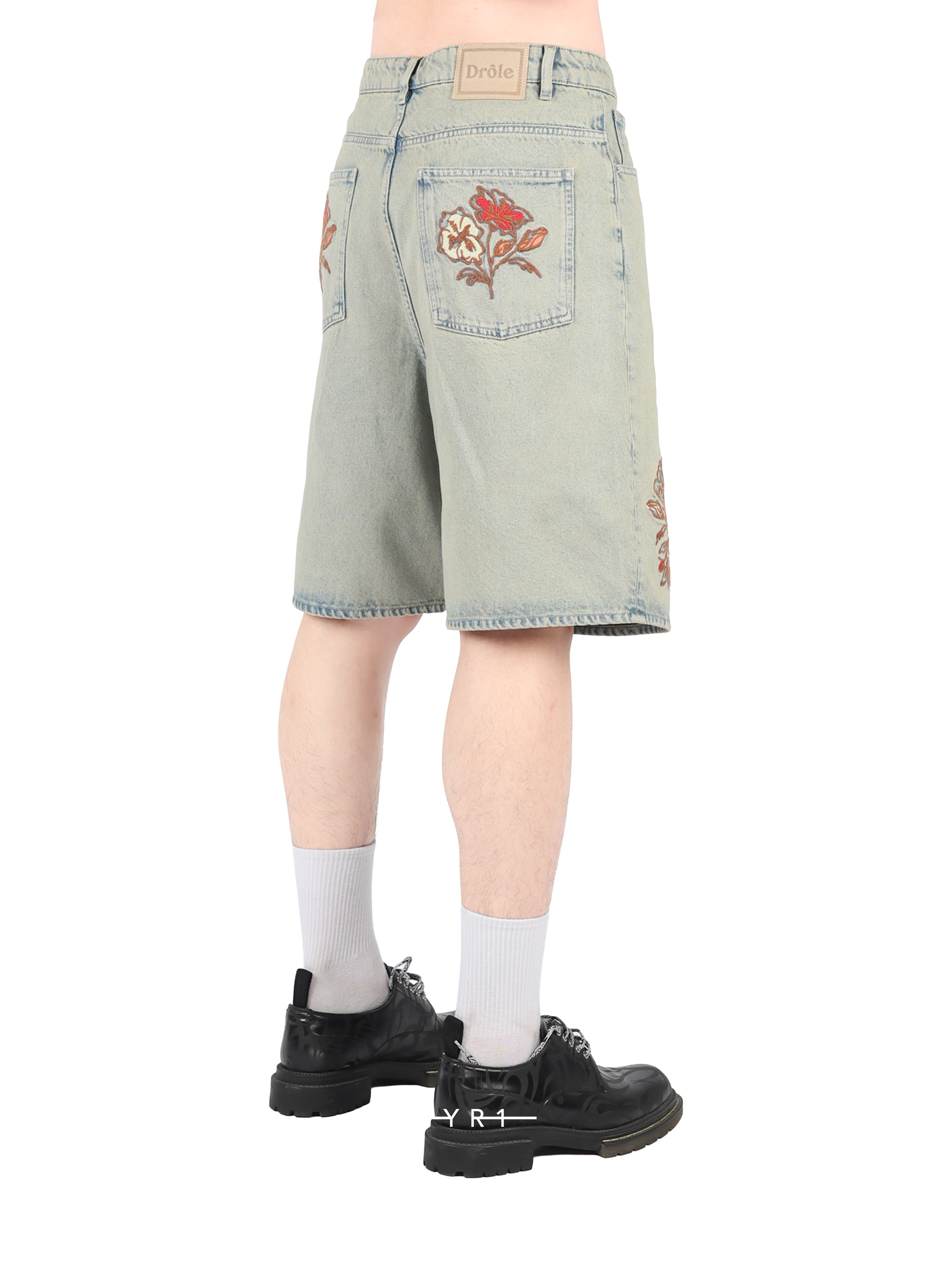 Short Jean Dusty Brode Fleurs