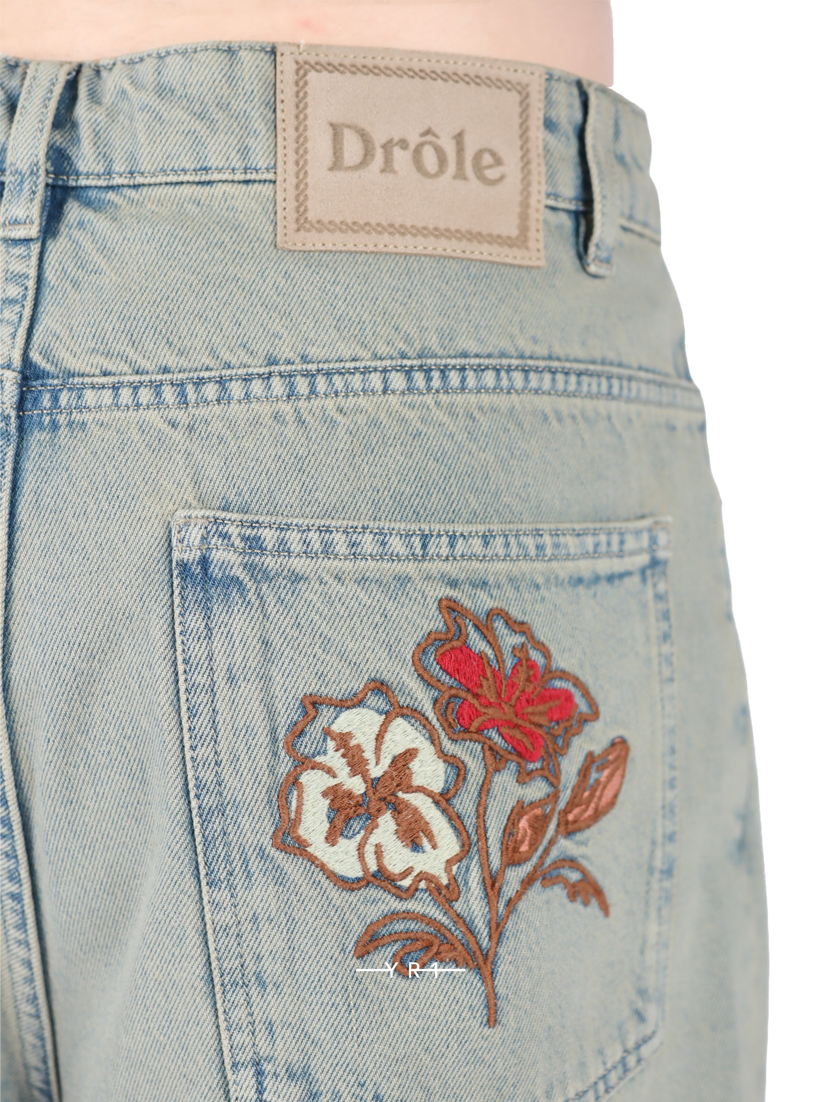 Short Jean Dusty Brode Fleurs