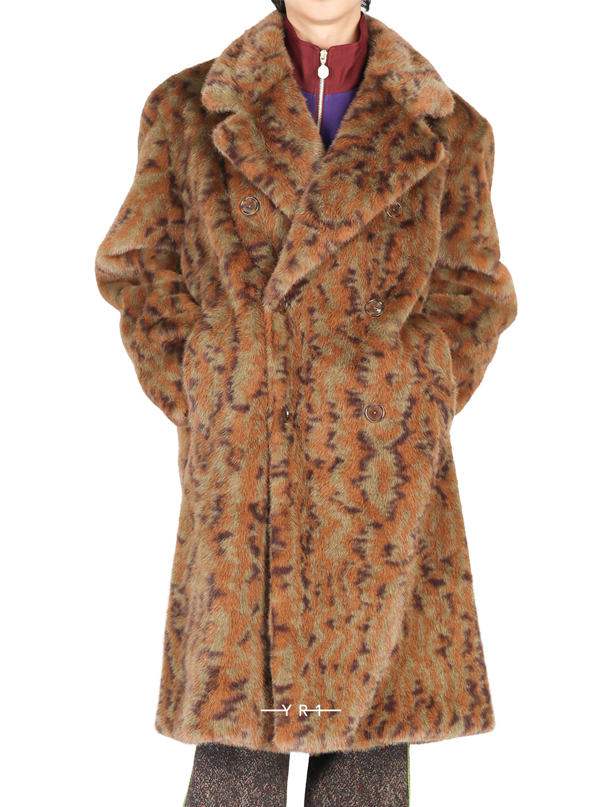 Faux Fur Double Breasted Coat