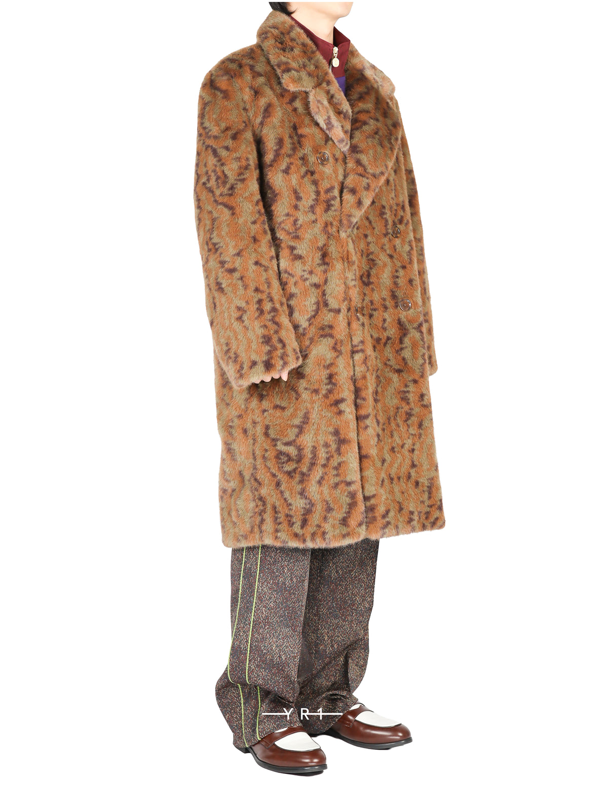 Faux Fur Double Breasted Coat