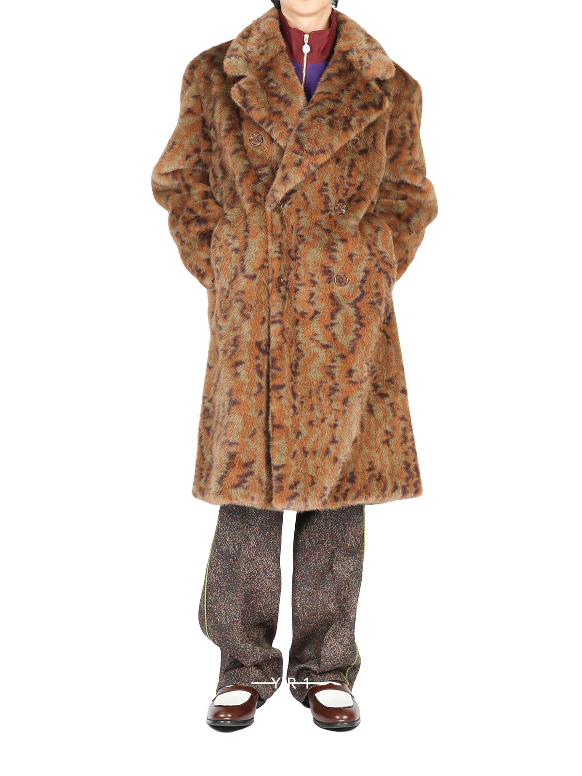 Faux Fur Double Breasted Coat