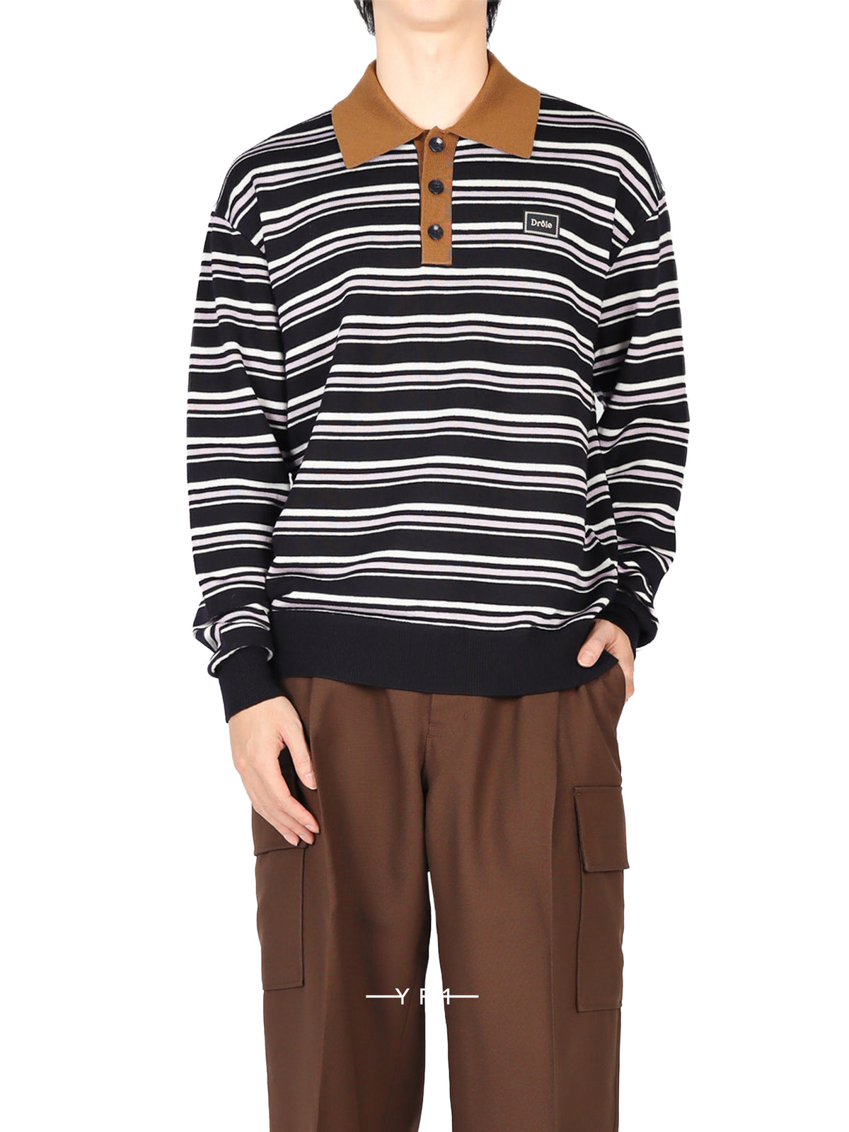 Striped Knitwear Longsleeve Polo