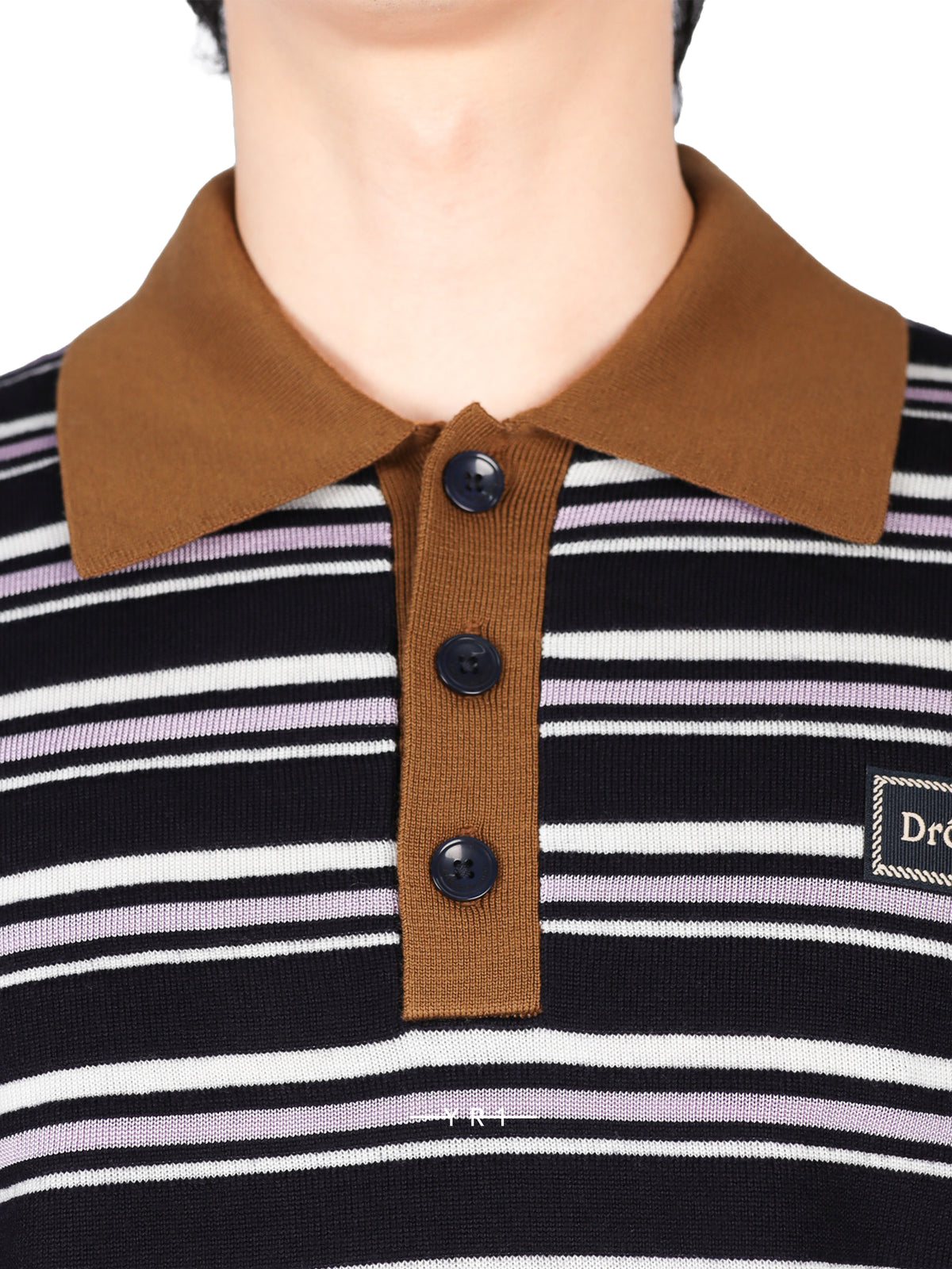Striped Knitwear Longsleeve Polo