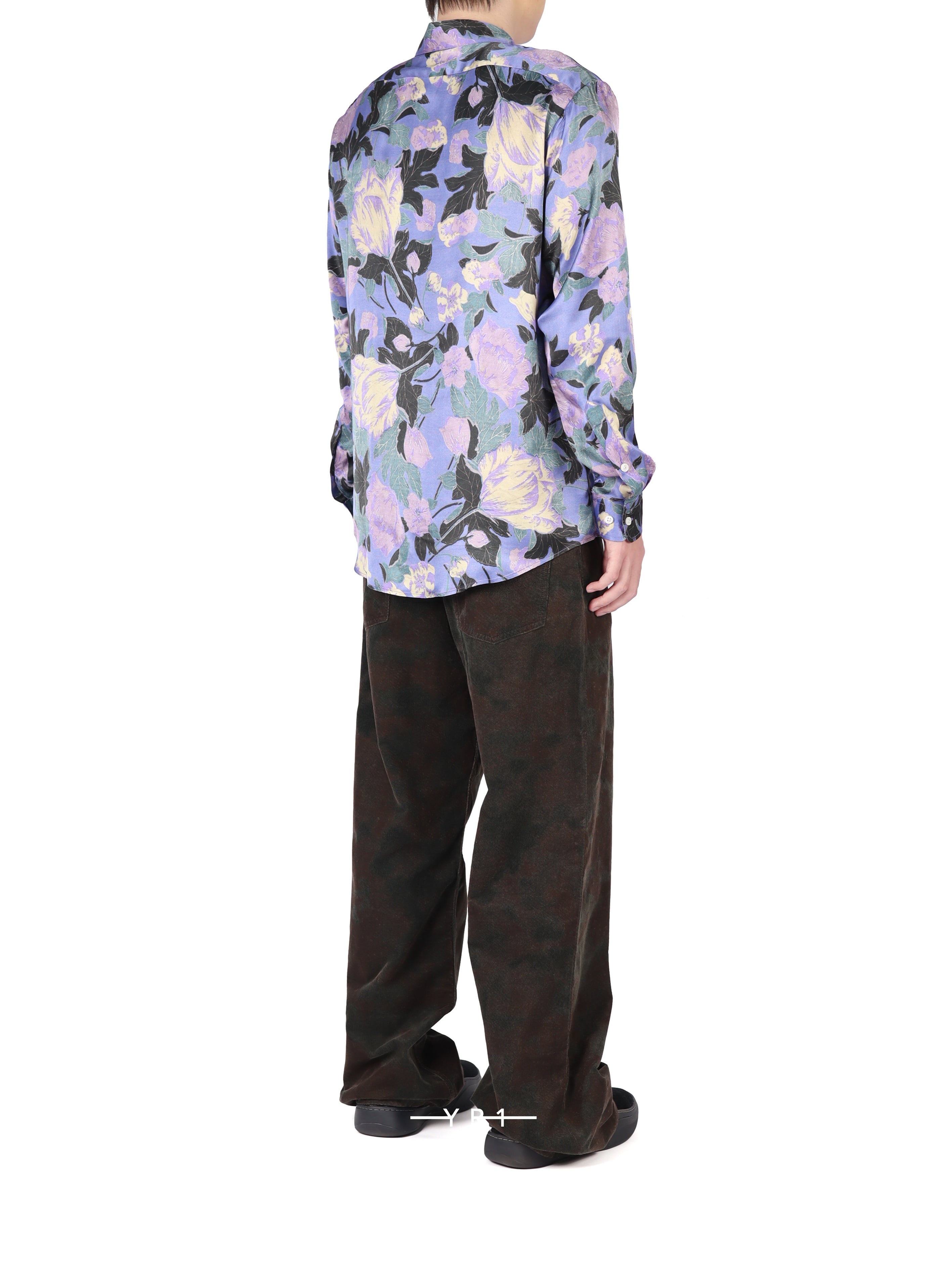 Unisex Purple Flowers Shirt Woven