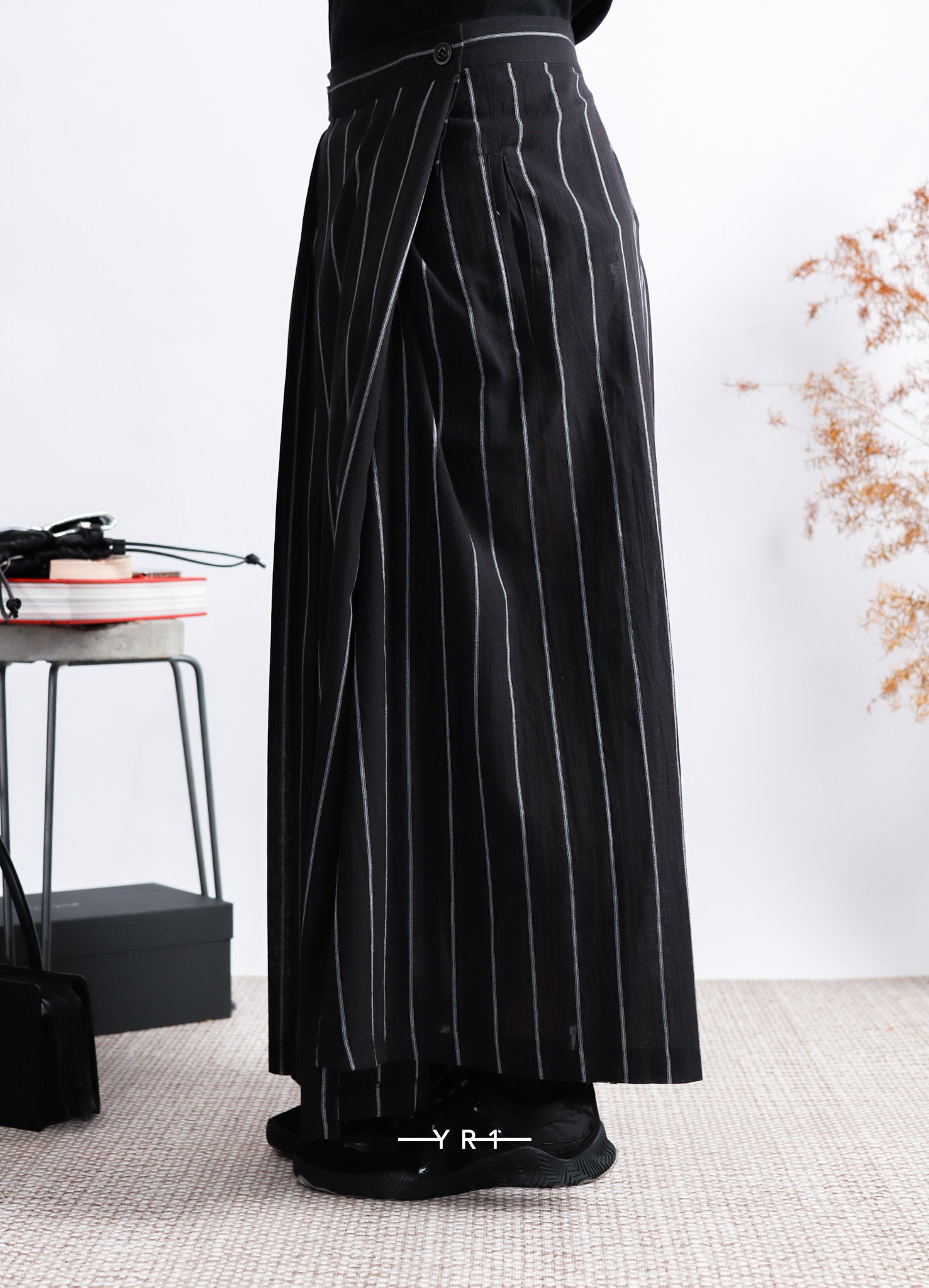 ys-I-Pleated Wrap S-Balck Y'S