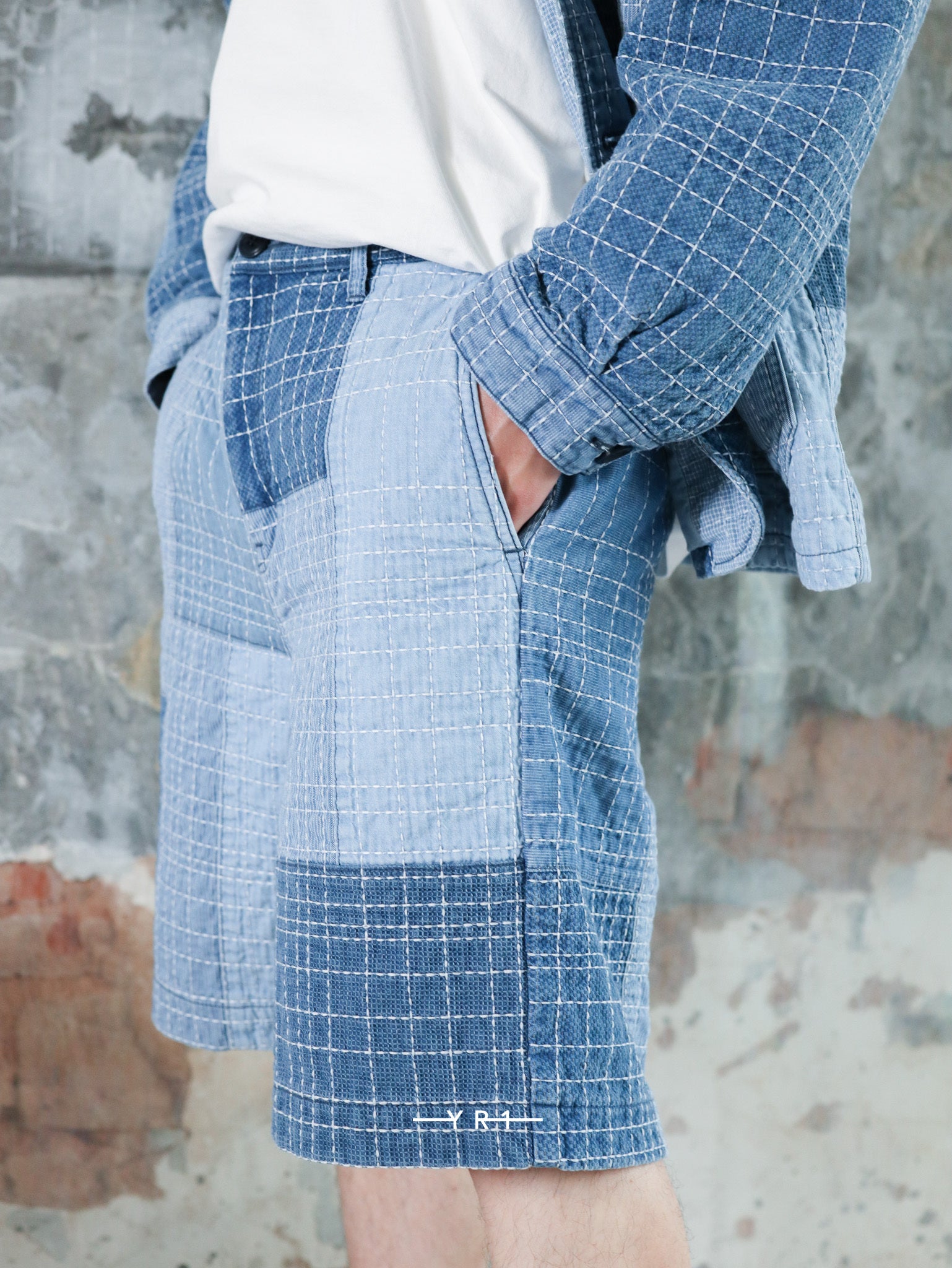 Sashiko Patchwork Short Pants 7Yr Wash FDMTL