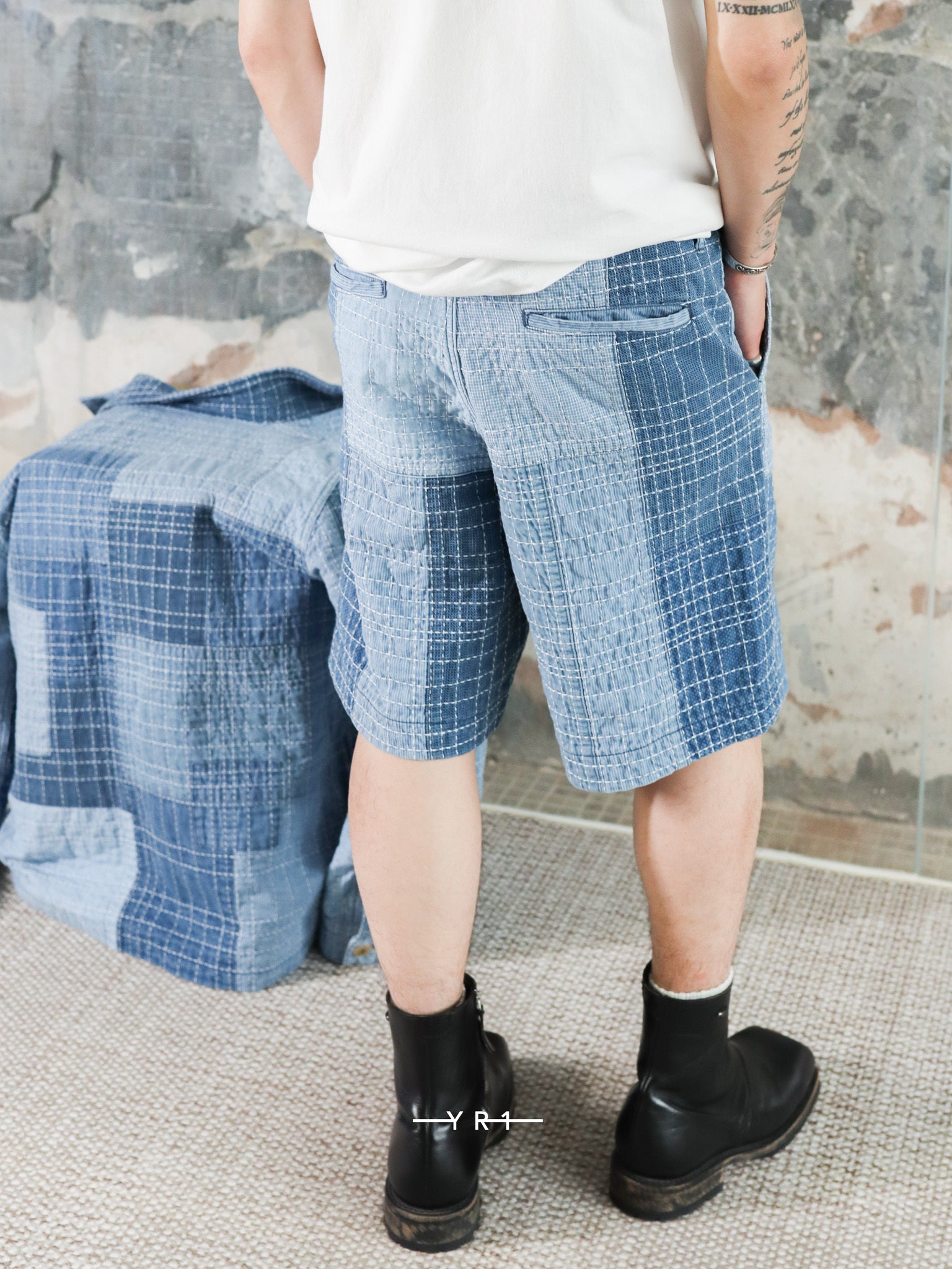Sashiko Patchwork Short Pants 7Yr Wash FDMTL