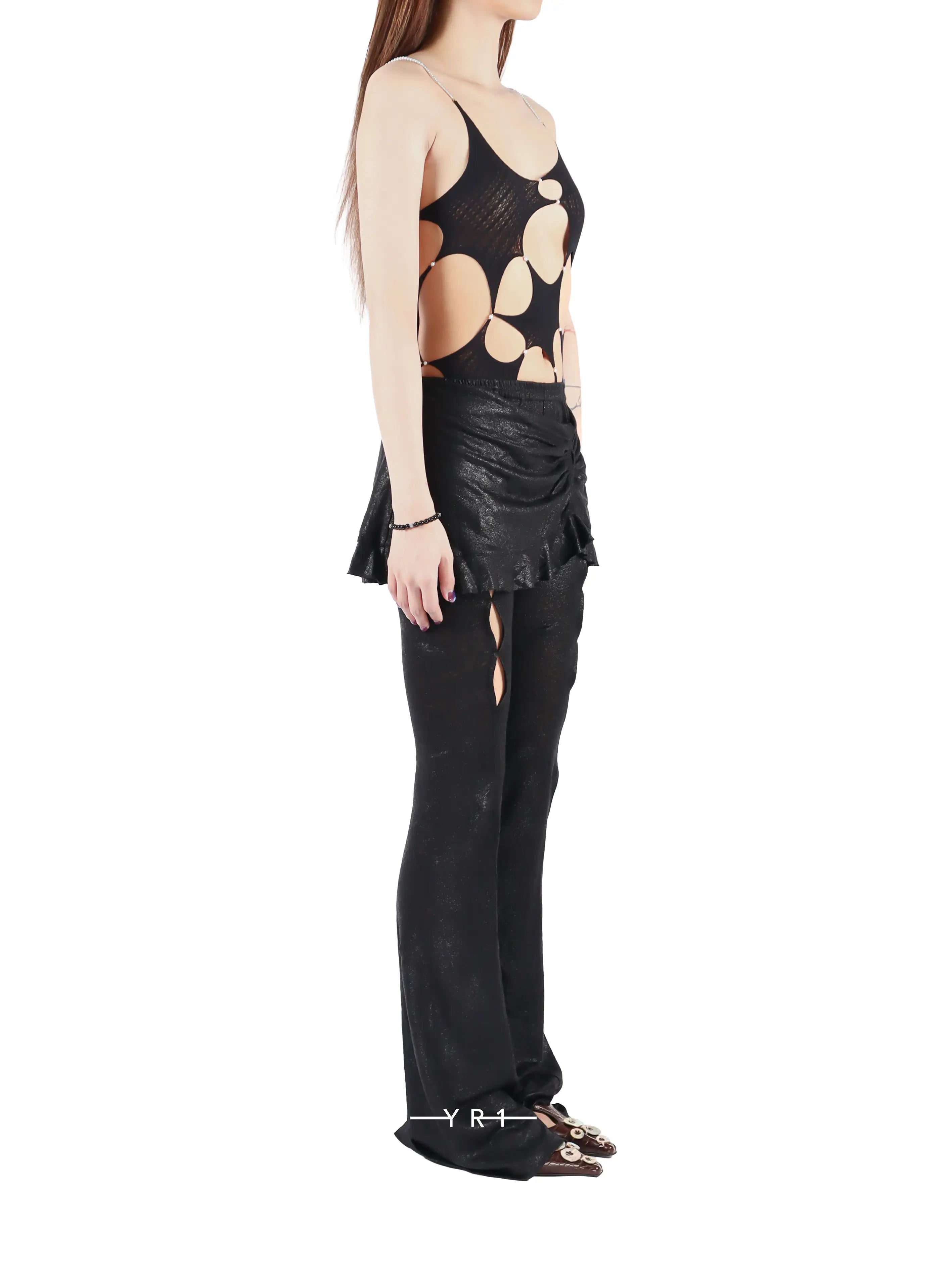 Asymmetric Thin Strap Jumpsuit - Black