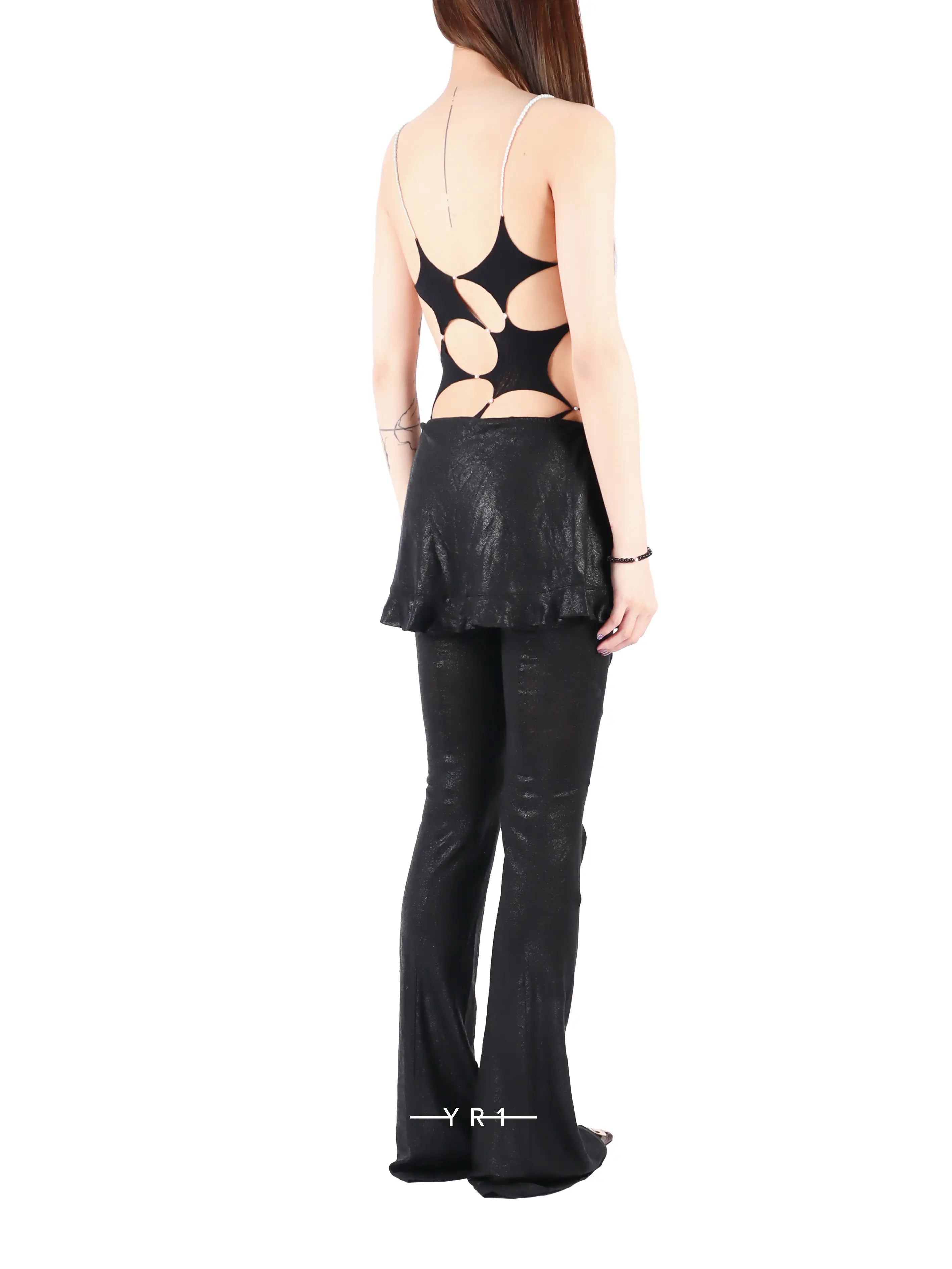 Asymmetric Thin Strap Jumpsuit - Black