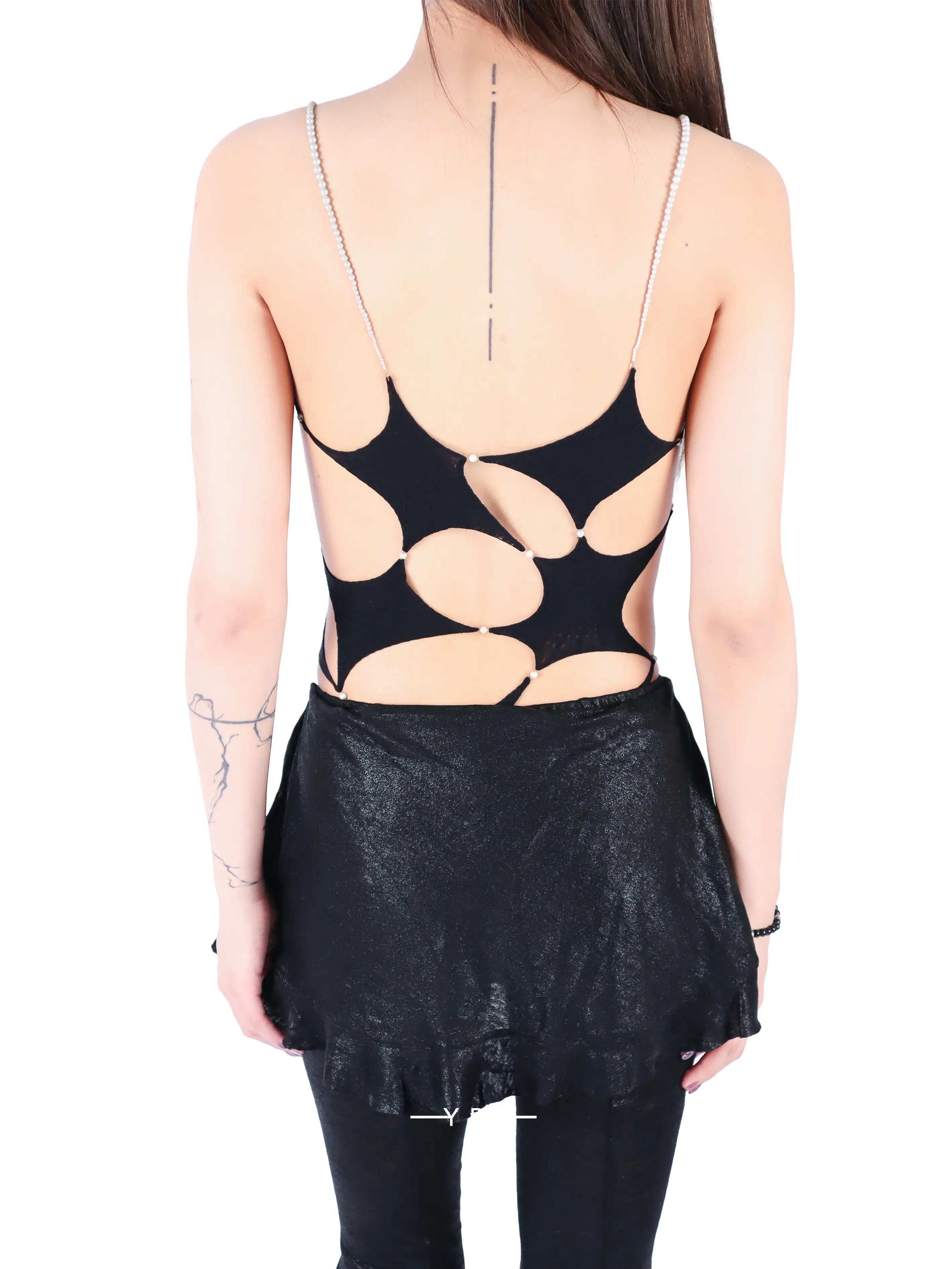 Asymmetric Thin Strap Jumpsuit - Black
