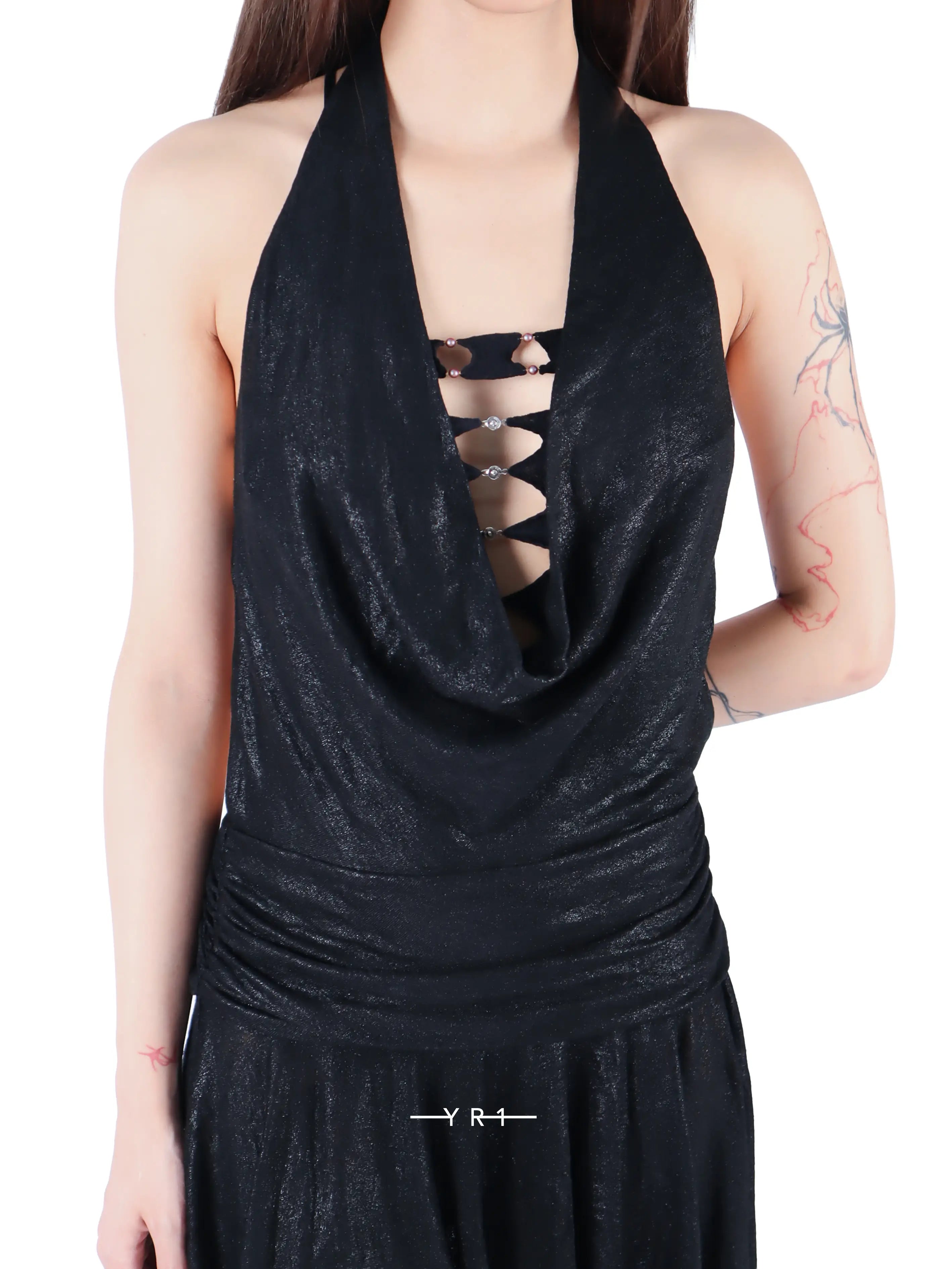"Star-Glint" V-Neck Halter Dress