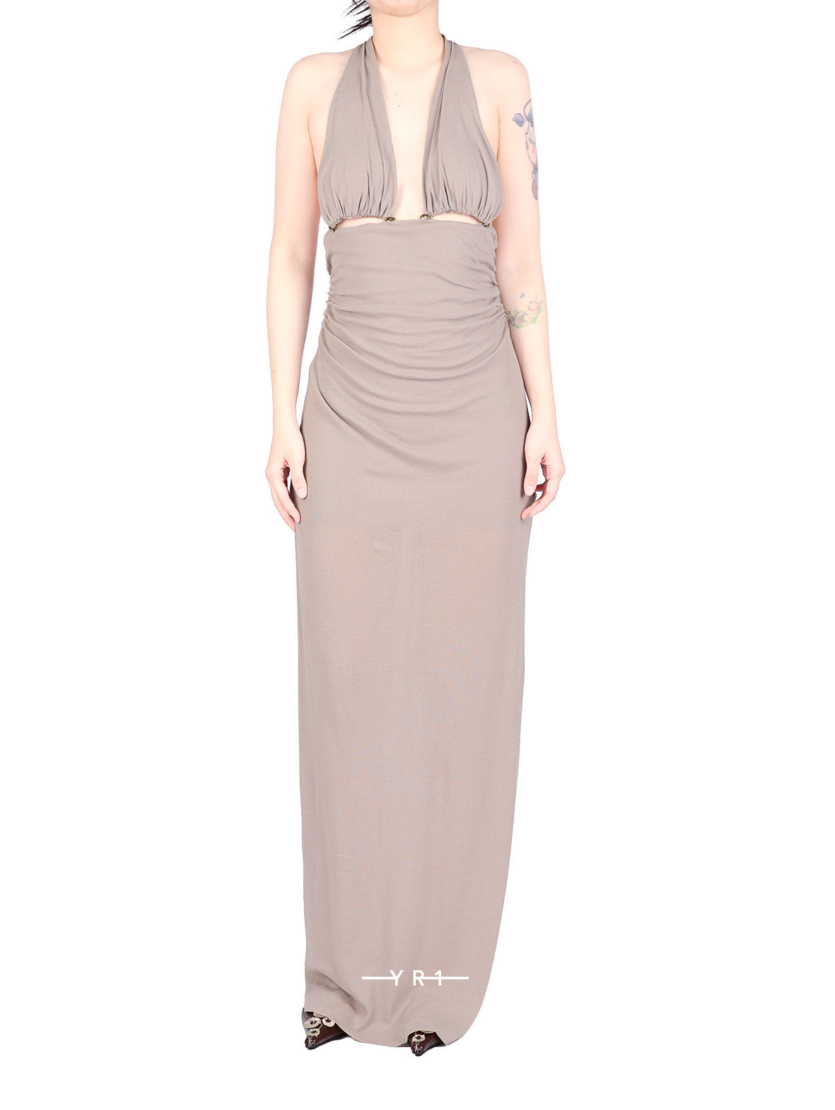 Halter neck backless dress