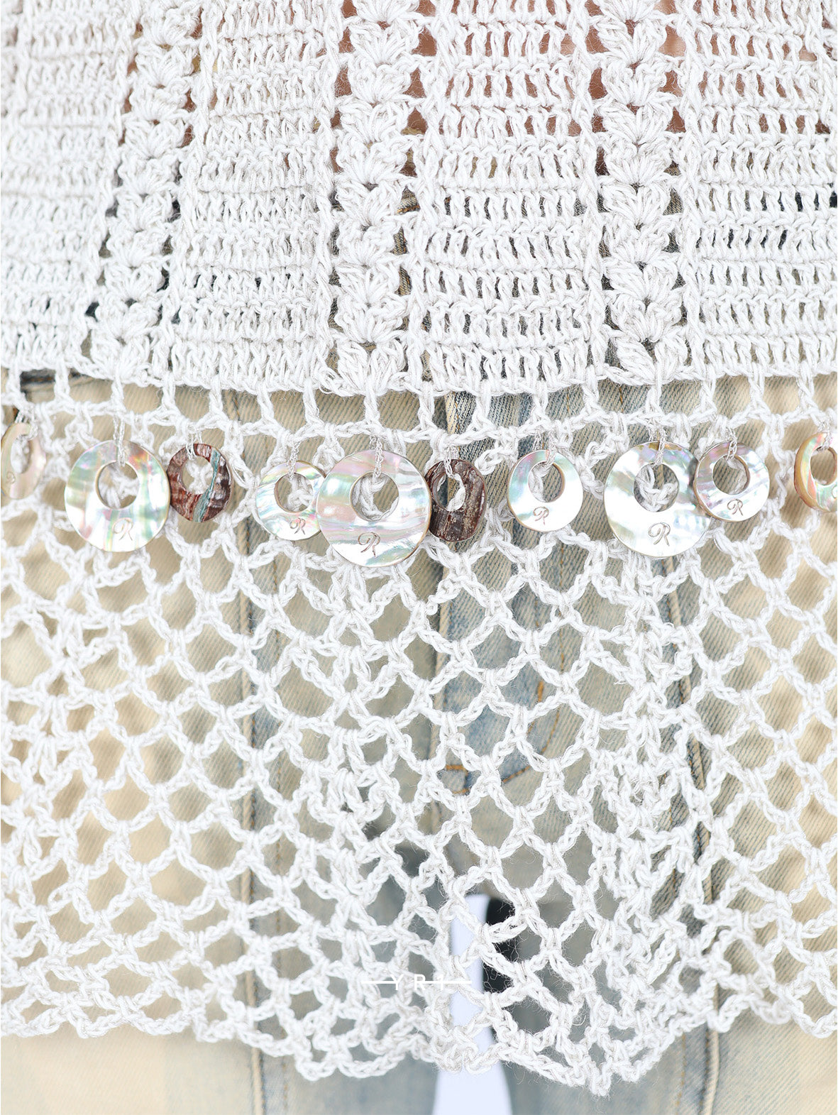 Hand-crocheted shell-embellished dress