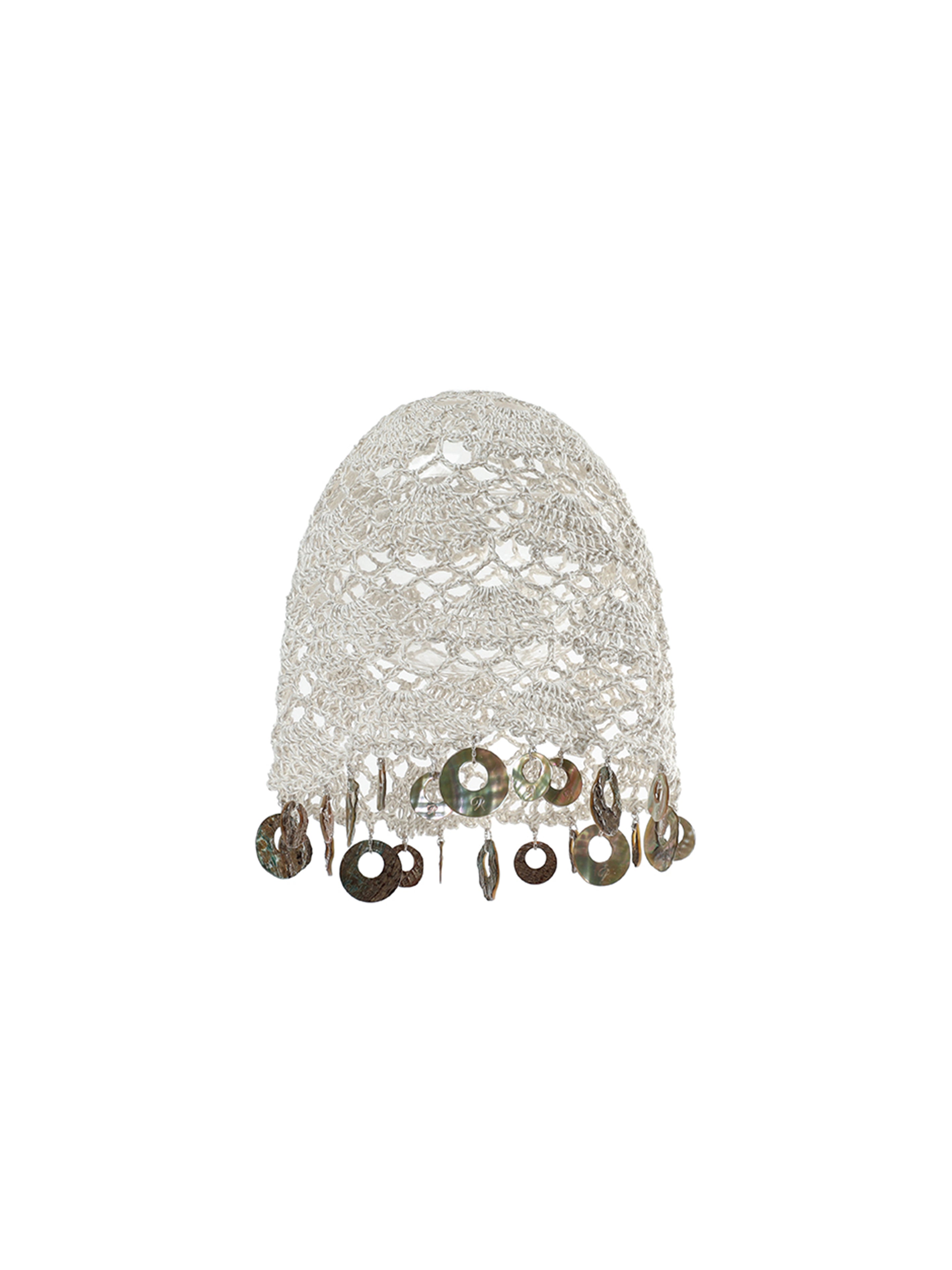 Hand-crocheted Shell Decorated Hat - White