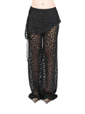 Silk Leopard Pattern Burn-out Skirt Pants