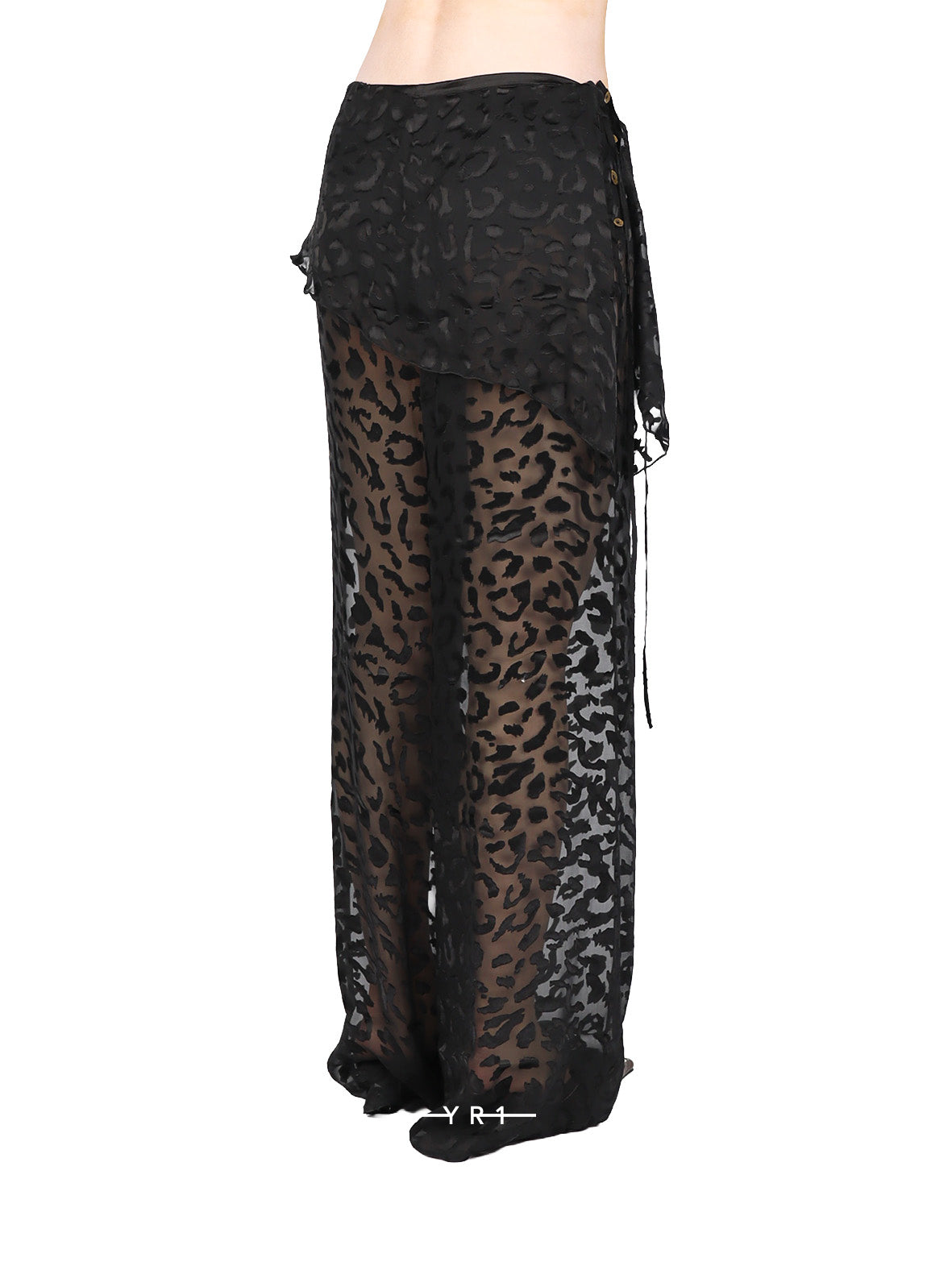 Silk Leopard Pattern Burn-out Skirt Pants