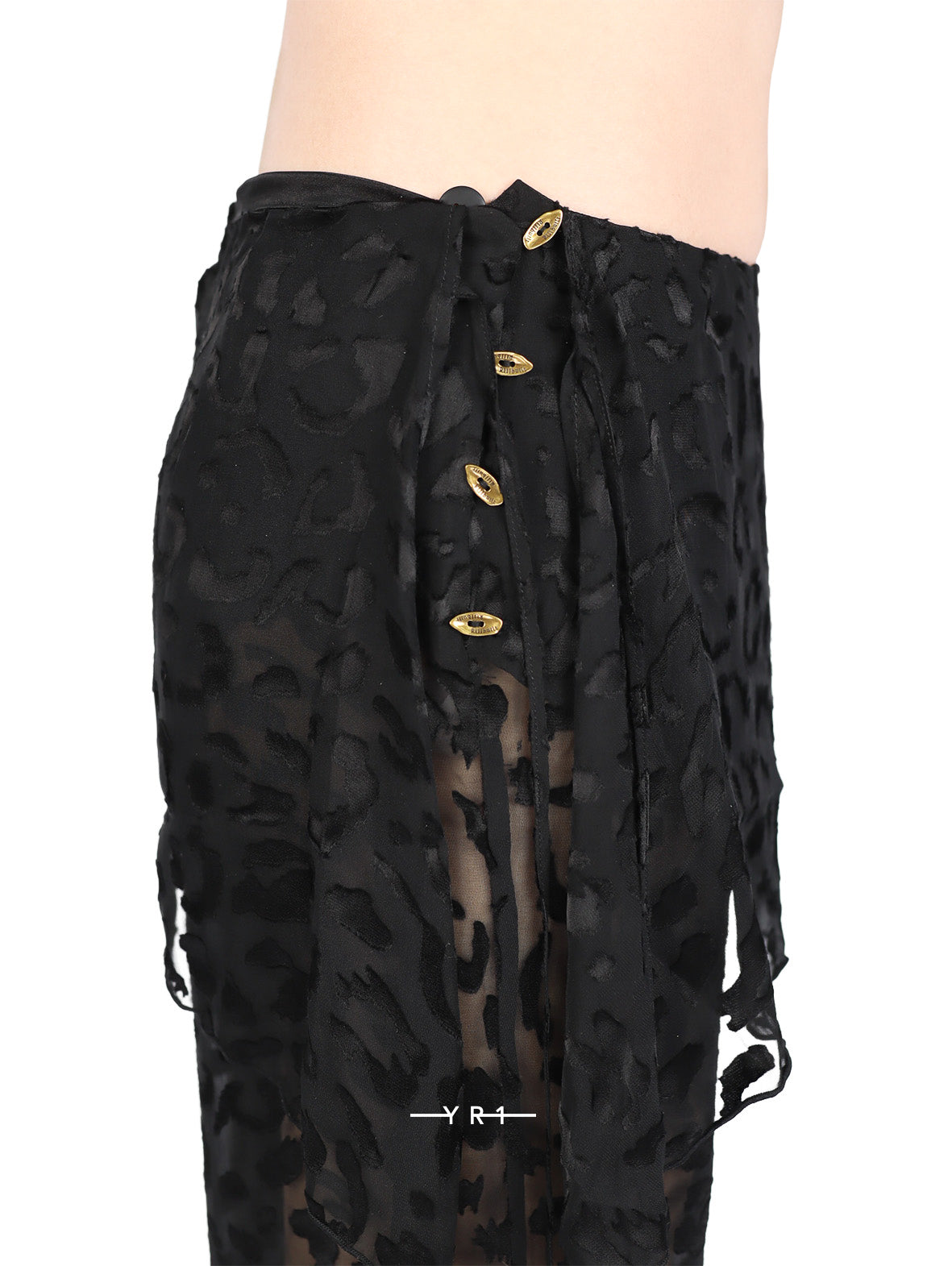 Silk Leopard Pattern Burn-out Skirt Pants