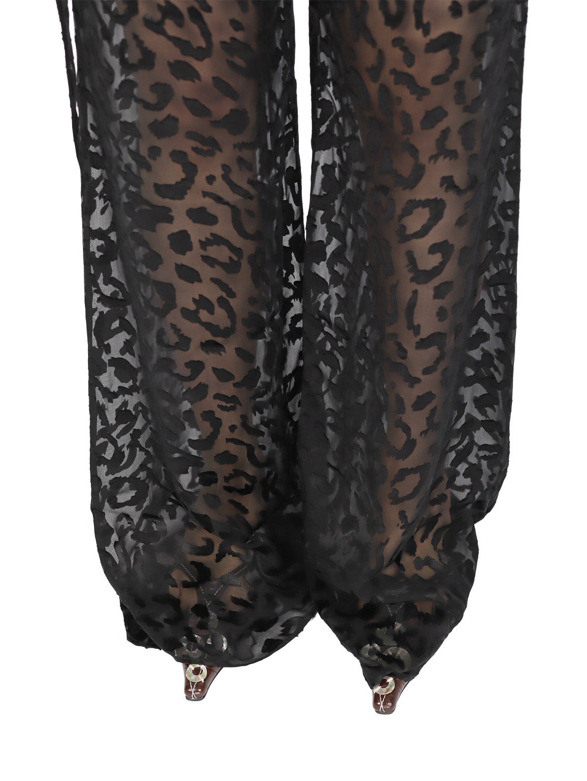 Silk Leopard Pattern Burn-out Skirt Pants