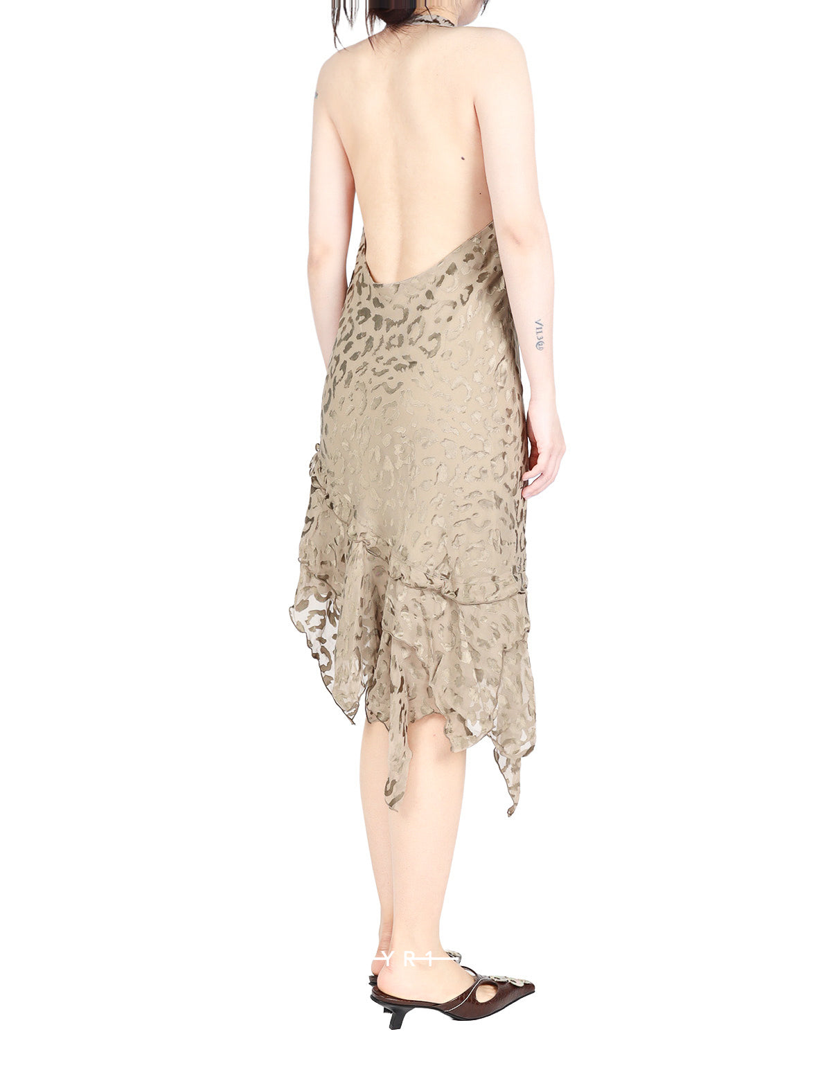 Silk Leopard Pattern Burn-out Dress