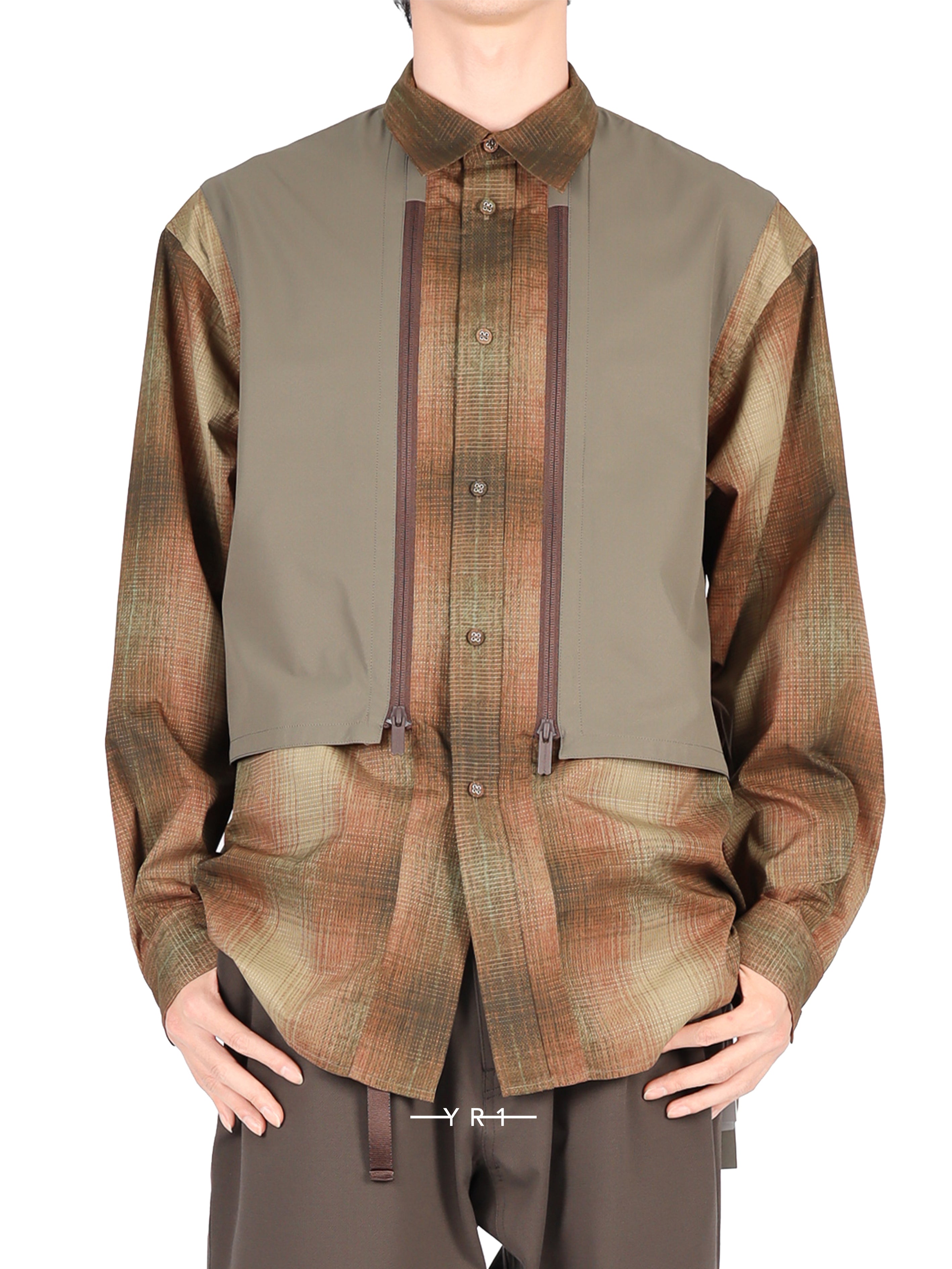 Ombre Check Mid Gusset Sleeve Shirt