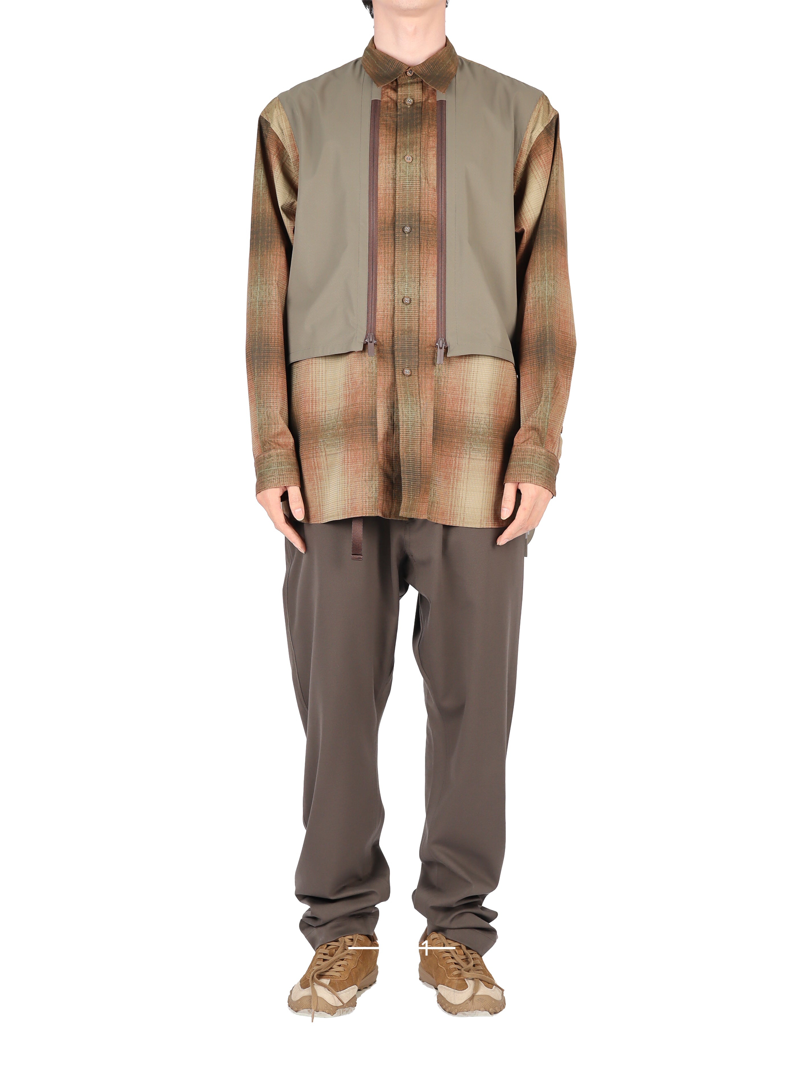 Ombre Check Mid Gusset Sleeve Shirt