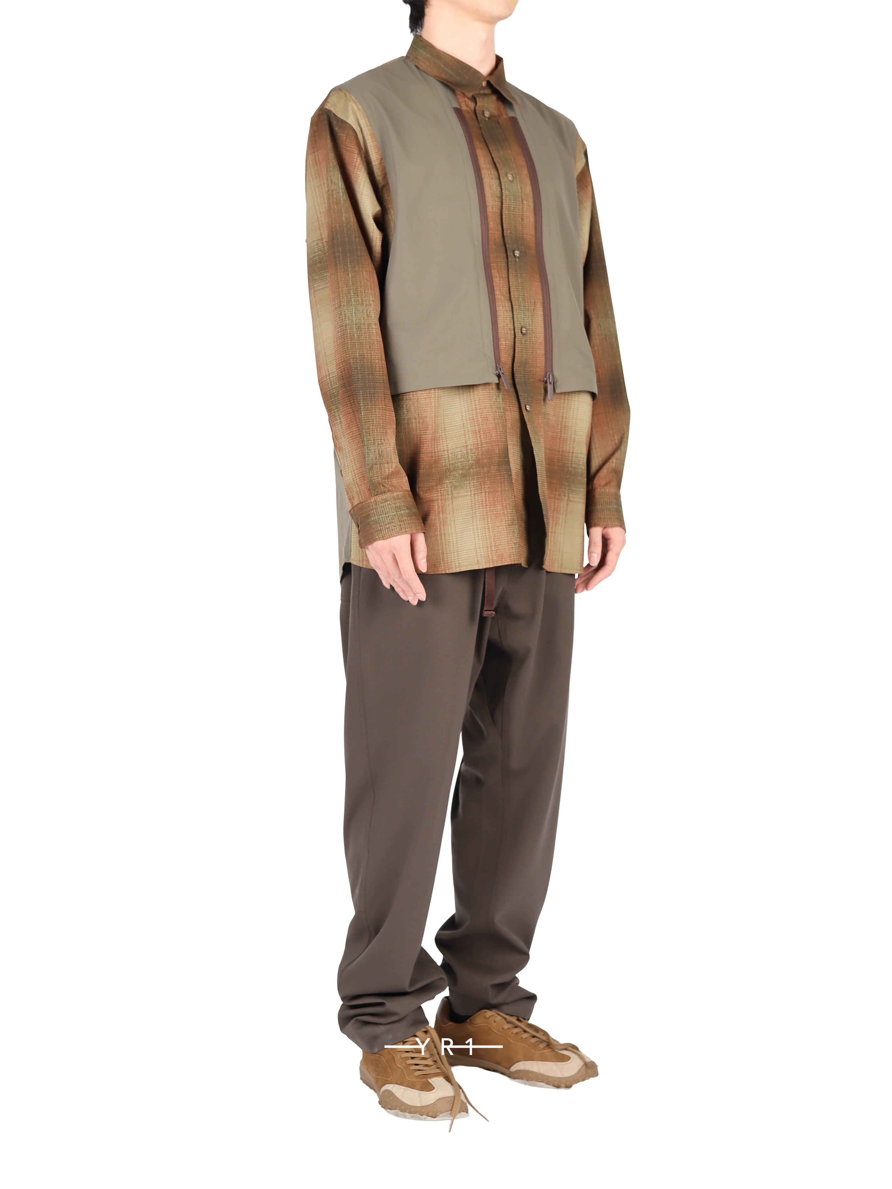 Ombre Check Mid Gusset Sleeve Shirt