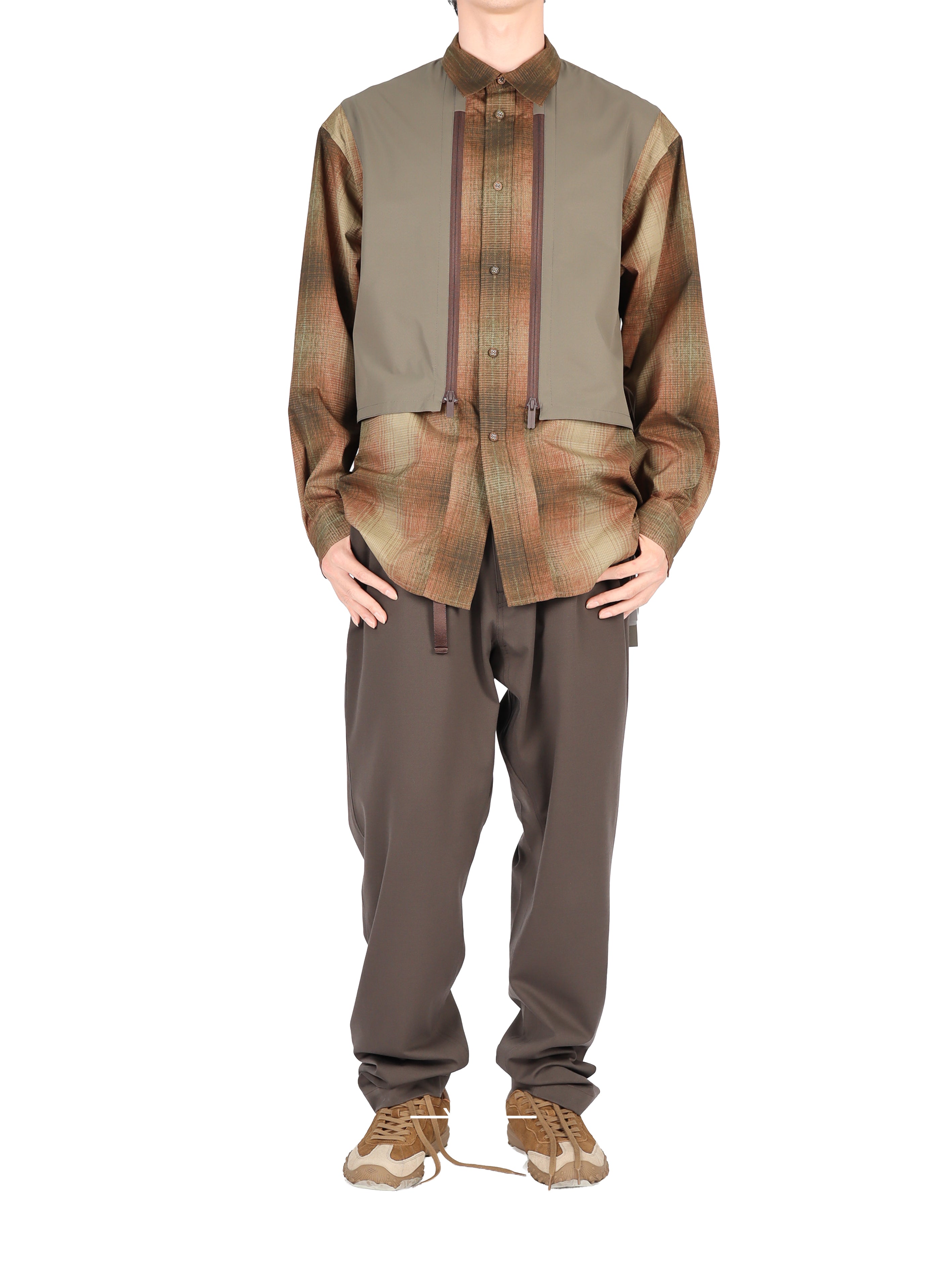 Ombre Check Mid Gusset Sleeve Shirt