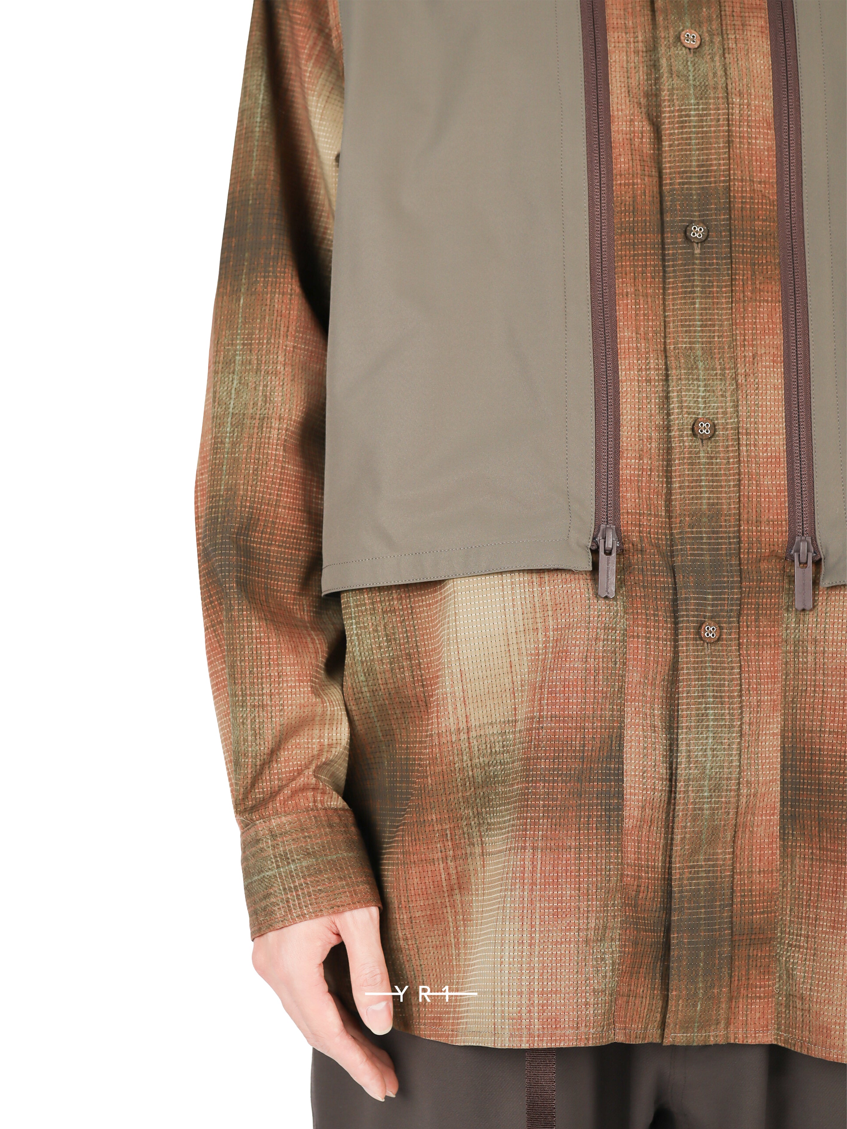 Ombre Check Mid Gusset Sleeve Shirt