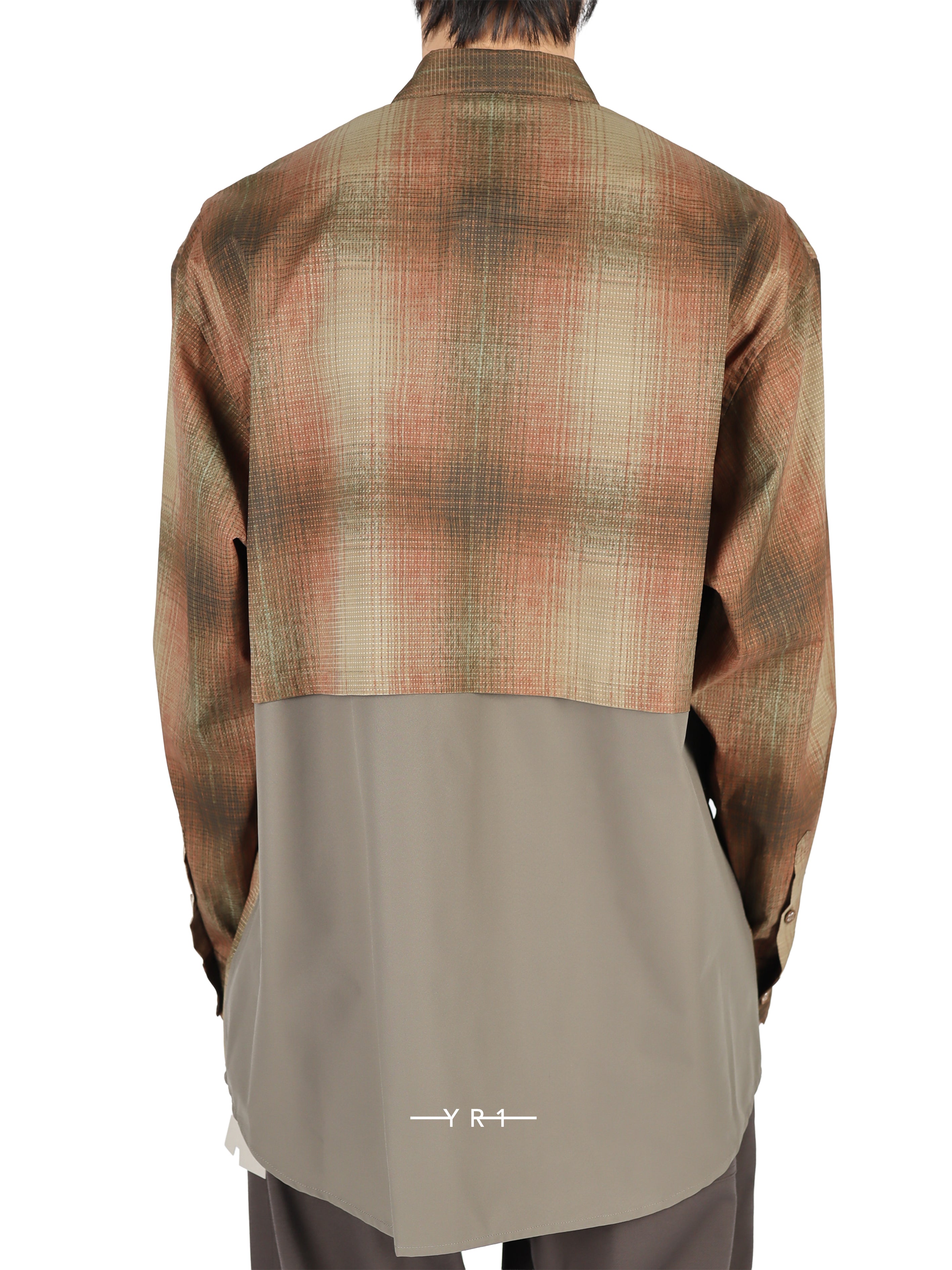Ombre Check Mid Gusset Sleeve Shirt