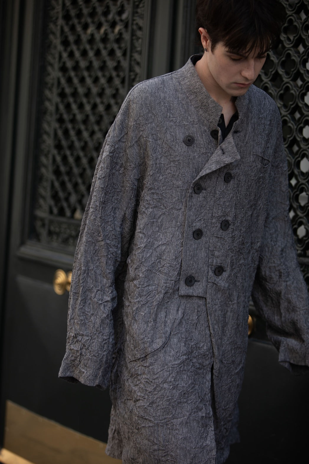 Grey Pleated Coat