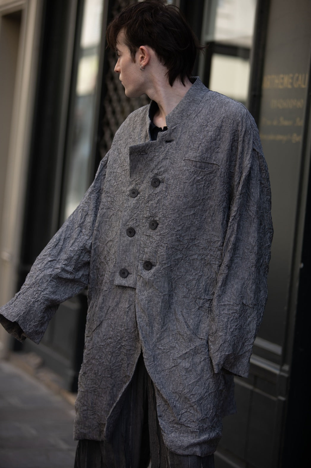 Grey Pleated Coat
