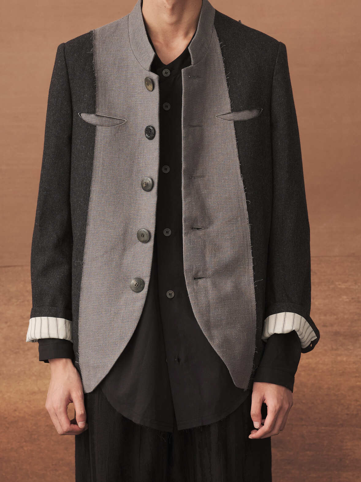 Patchwork Stand Collar Blazer