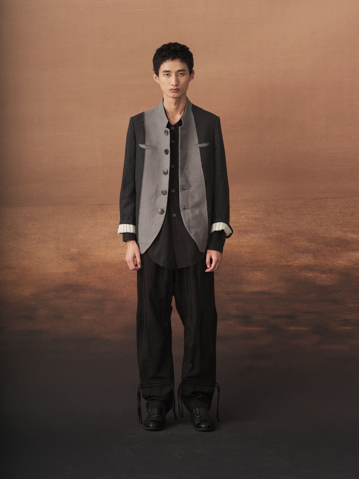 Patchwork Stand Collar Blazer