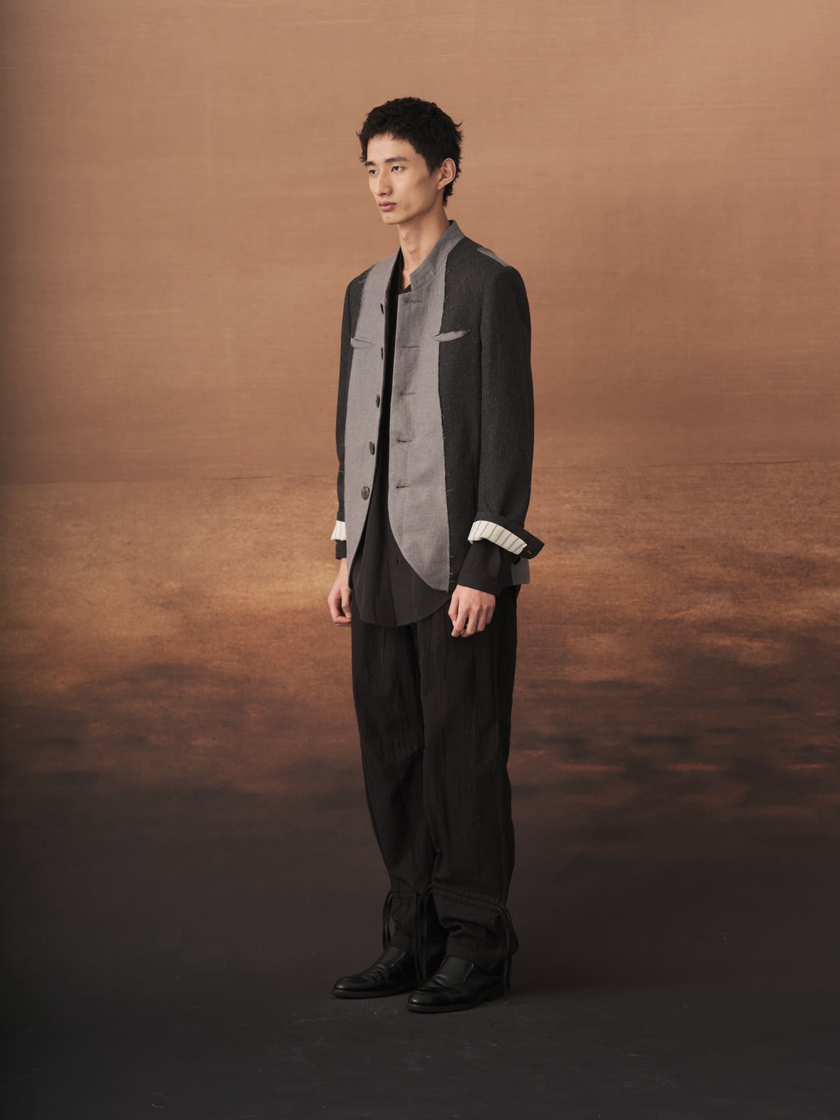 Patchwork Stand Collar Blazer