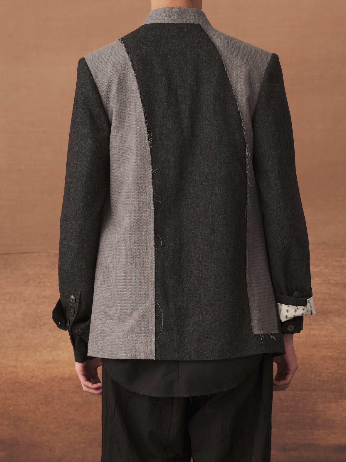 Patchwork Stand Collar Blazer