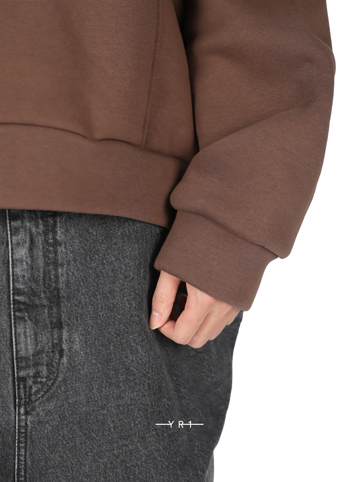 Hed Mayner Coffee-colored stand-collar drawstring sweatshirt