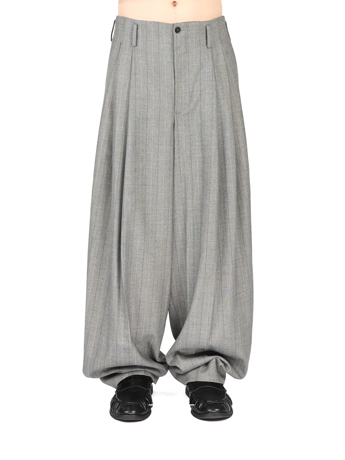 Hed Mayner Grey Plaid Pleated Trousers